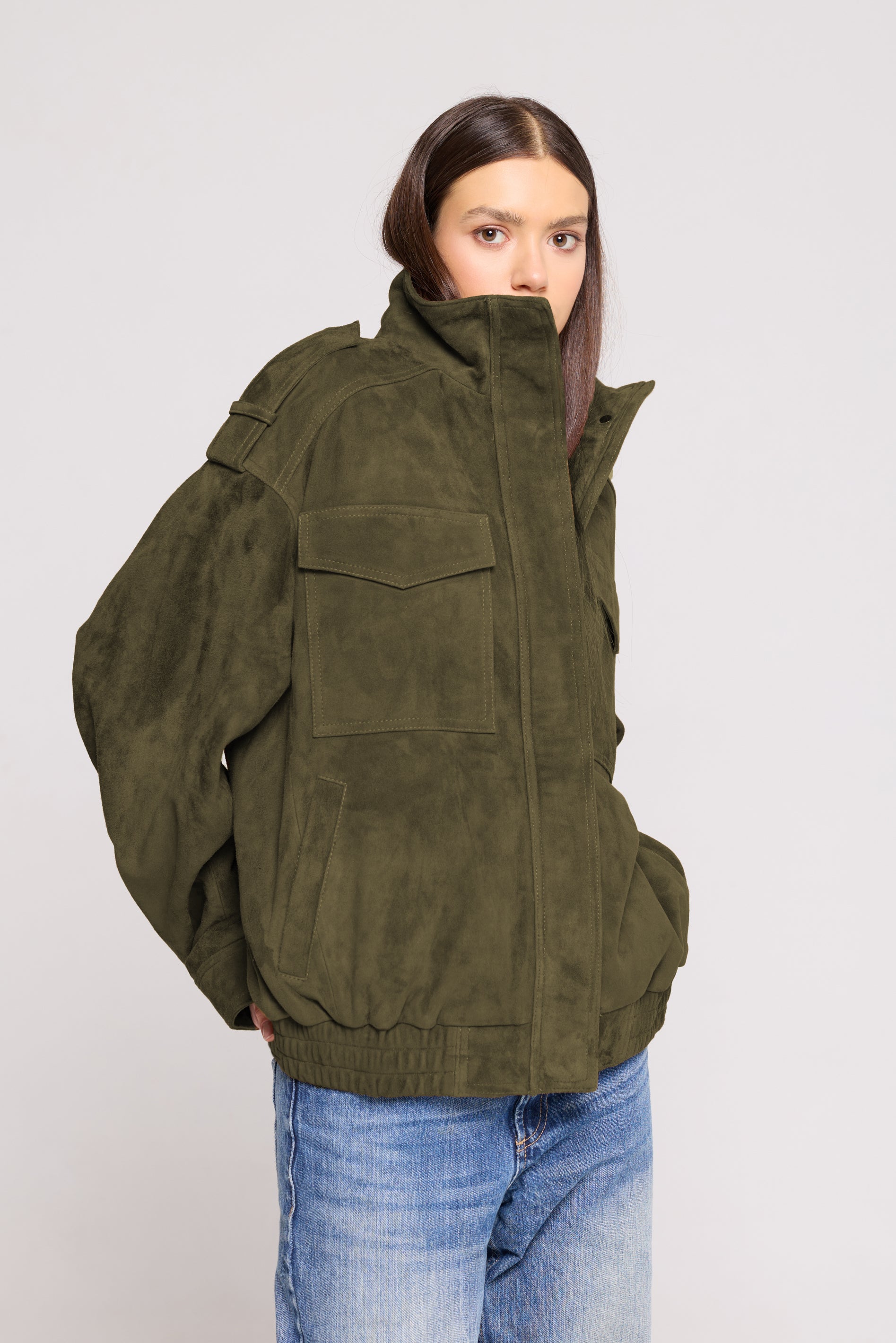 FIELD BOMBER in Suede