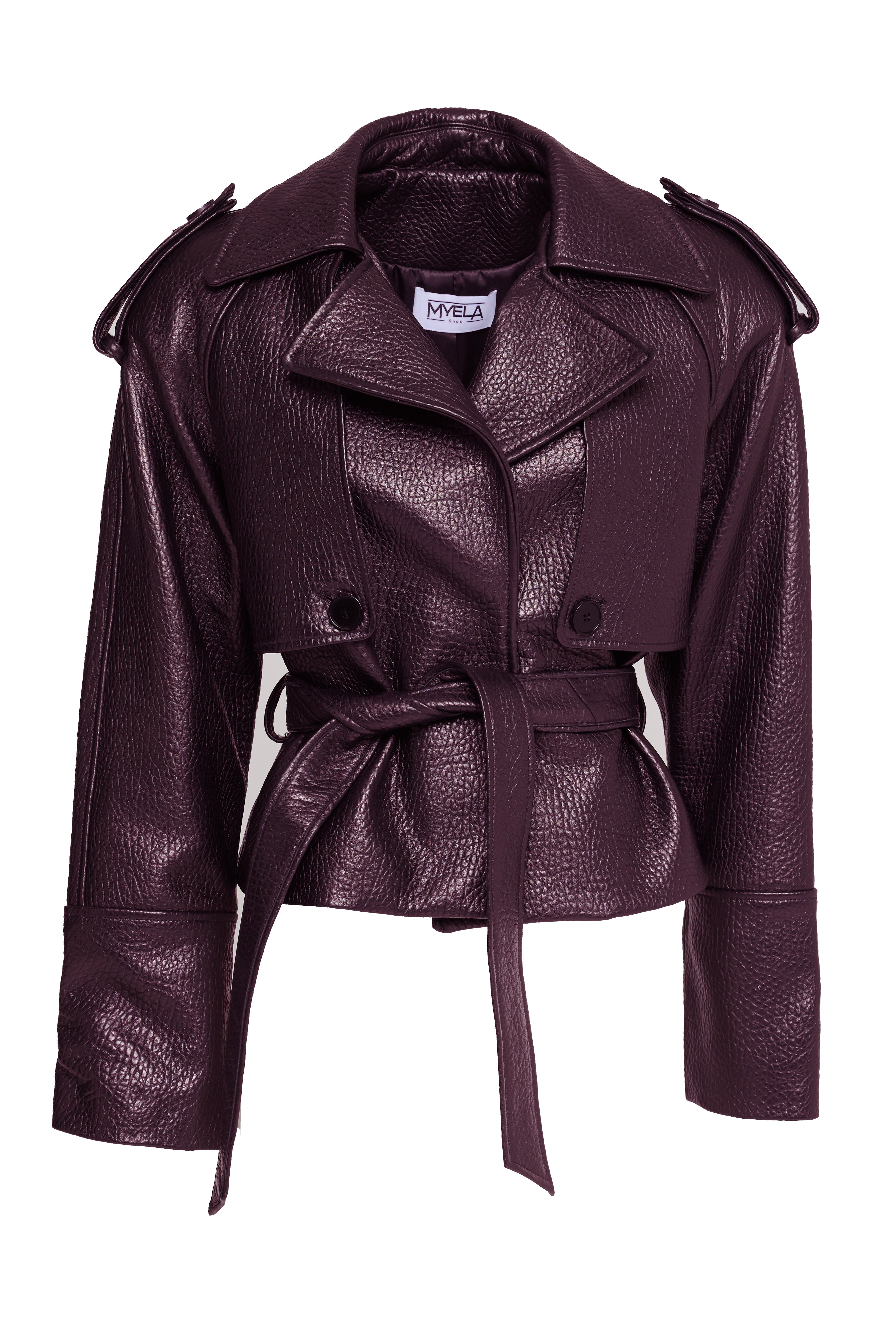 TRENCH SHORT IN GENUINE HAMMERED LEATHER