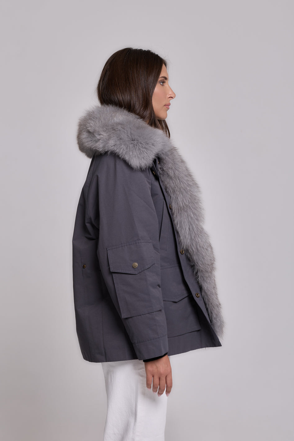 Parka ARMY GRAY in Waterproof Cotton Blend