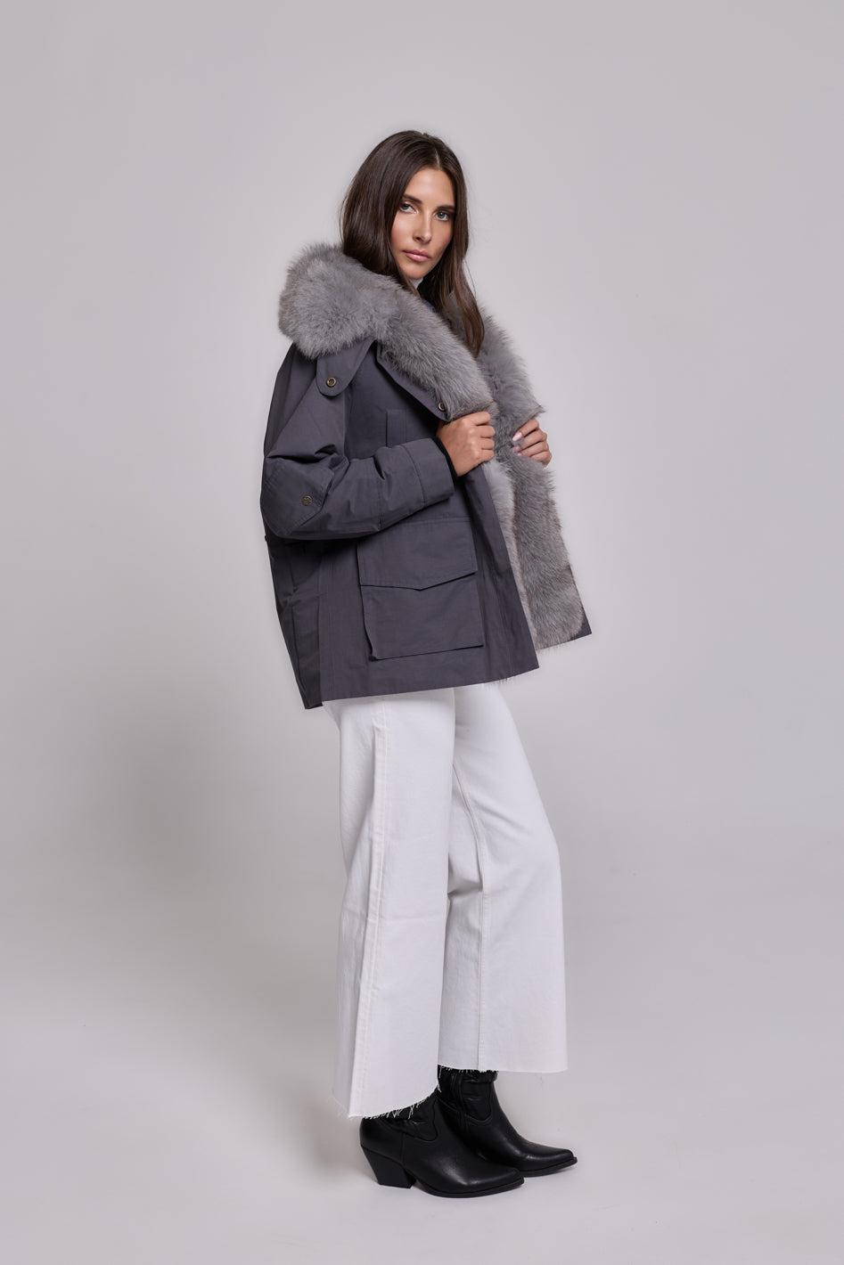 Parka ARMY GRAY in Waterproof Cotton Blend