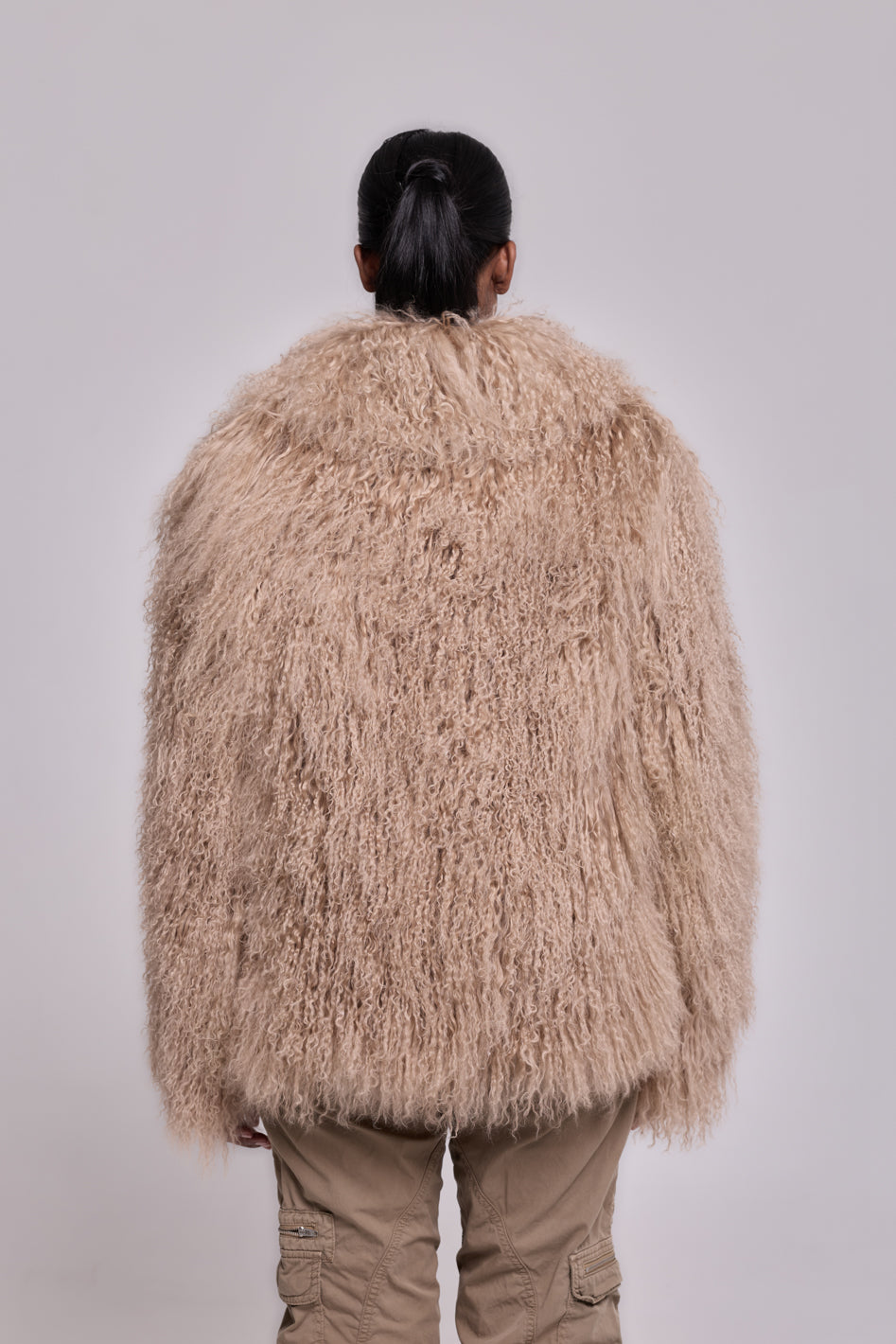 Manteau en peau de mouton Mongolie Beige