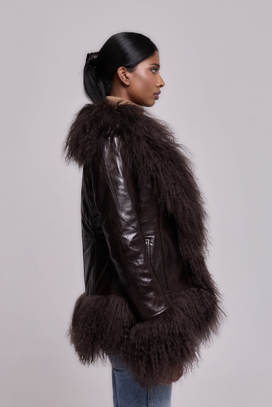 Mongolia Oil Leather Jacket – Dark Brown
