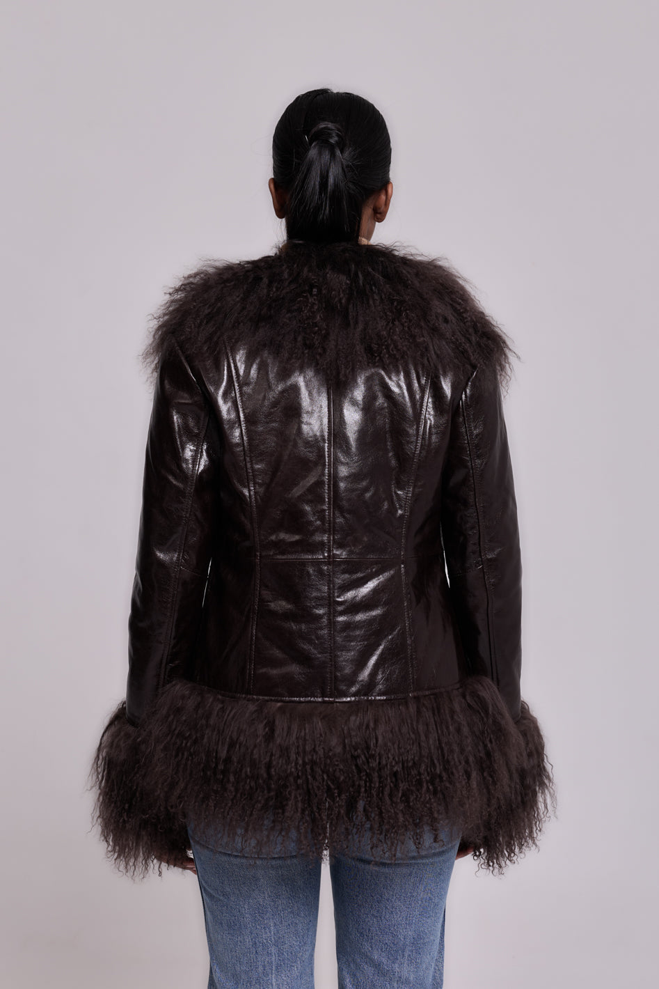 Mongolia Oil Leather Jacket – Dark Brown