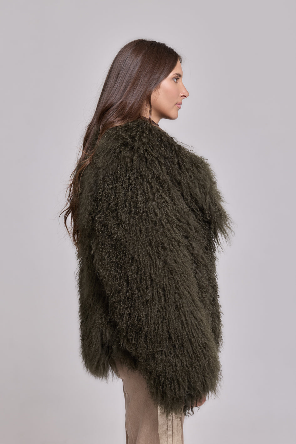 Manteau en peau de mouton de Mongolie Vert