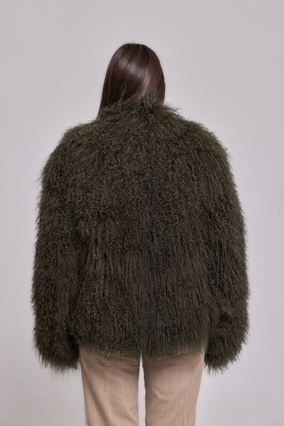 Manteau en peau de mouton de Mongolie Vert