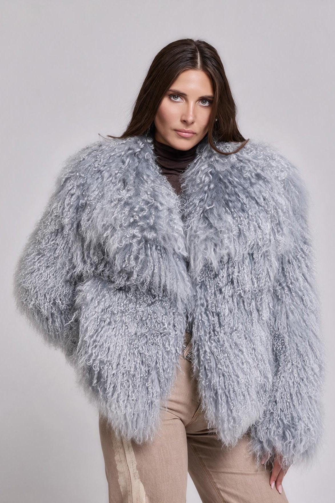 Manteau shearling Mongolie Bleu ciel