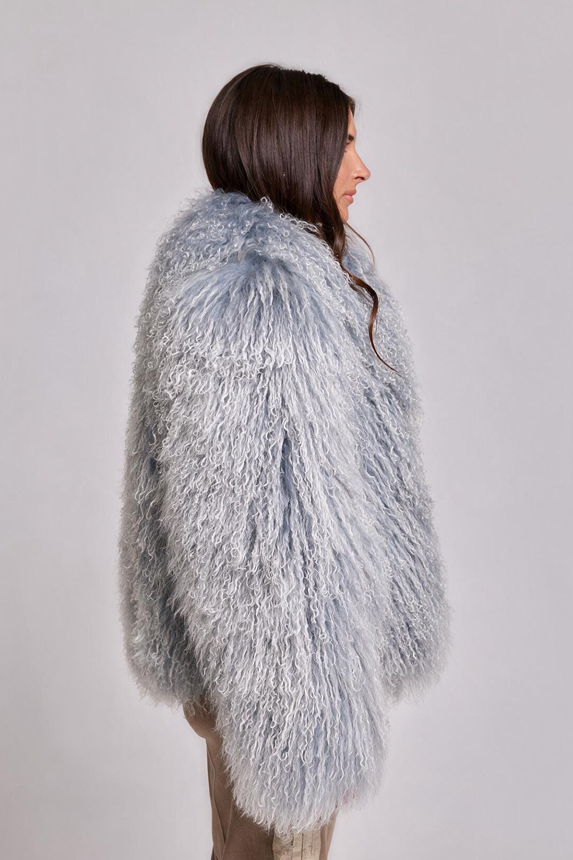 Manteau shearling Mongolie Bleu ciel