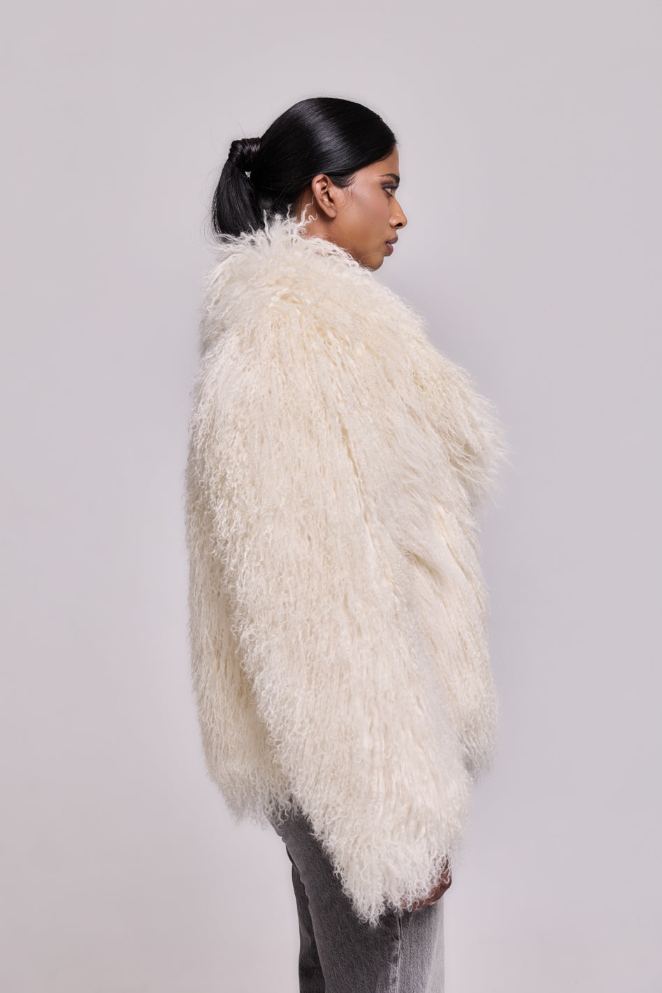 <tc>Manteau en peau de mouton de Mongolie creme</tc>