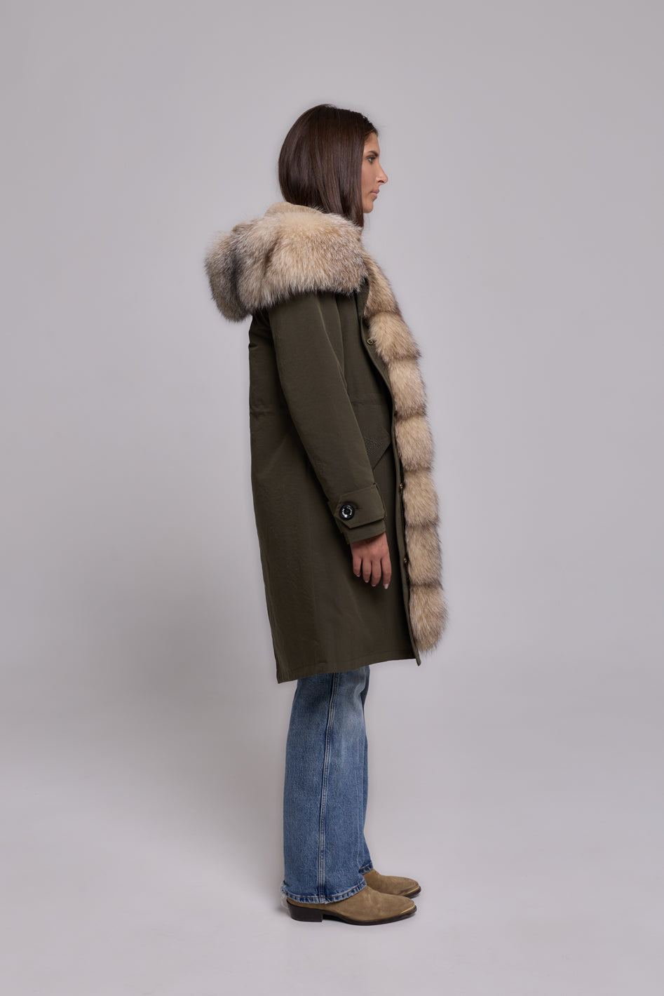 Parka in xlong Cristal prestige waterproof technical cotton