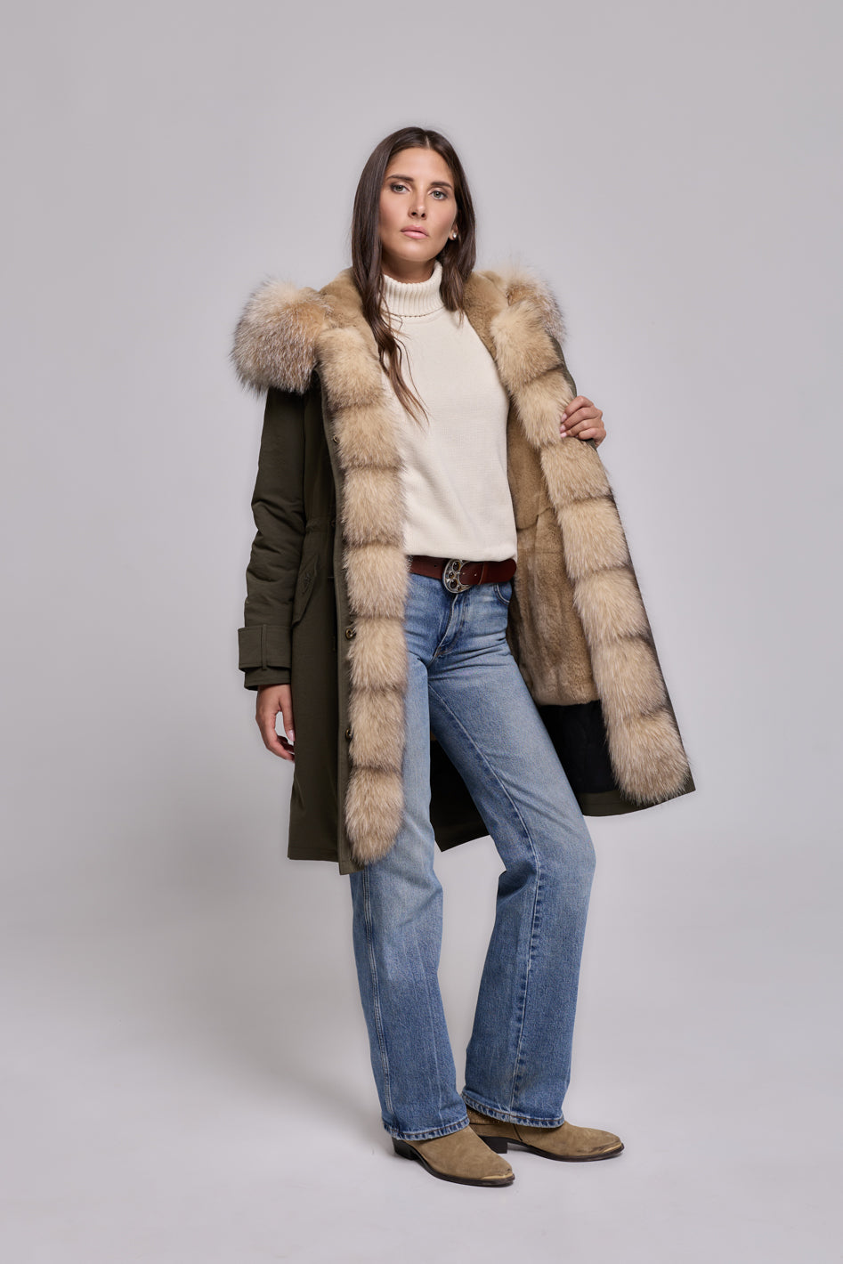 Parka in xlong Cristal prestige waterproof technical cotton