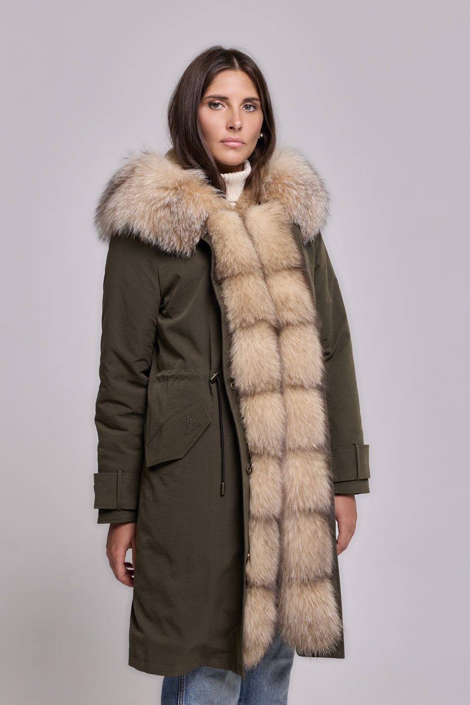 Parka in xlong Cristal prestige waterproof technical cotton