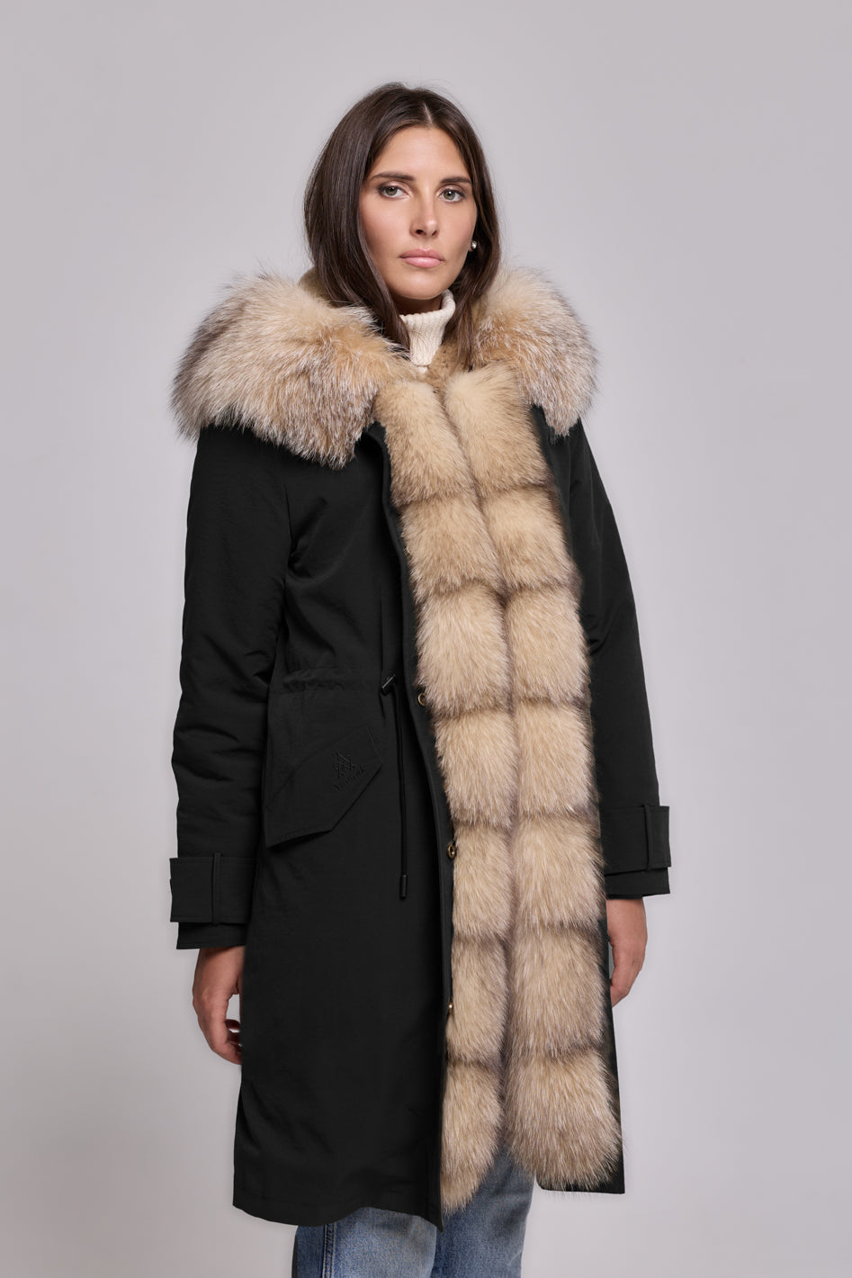 Parka in xlong Cristal prestige waterproof technical cotton