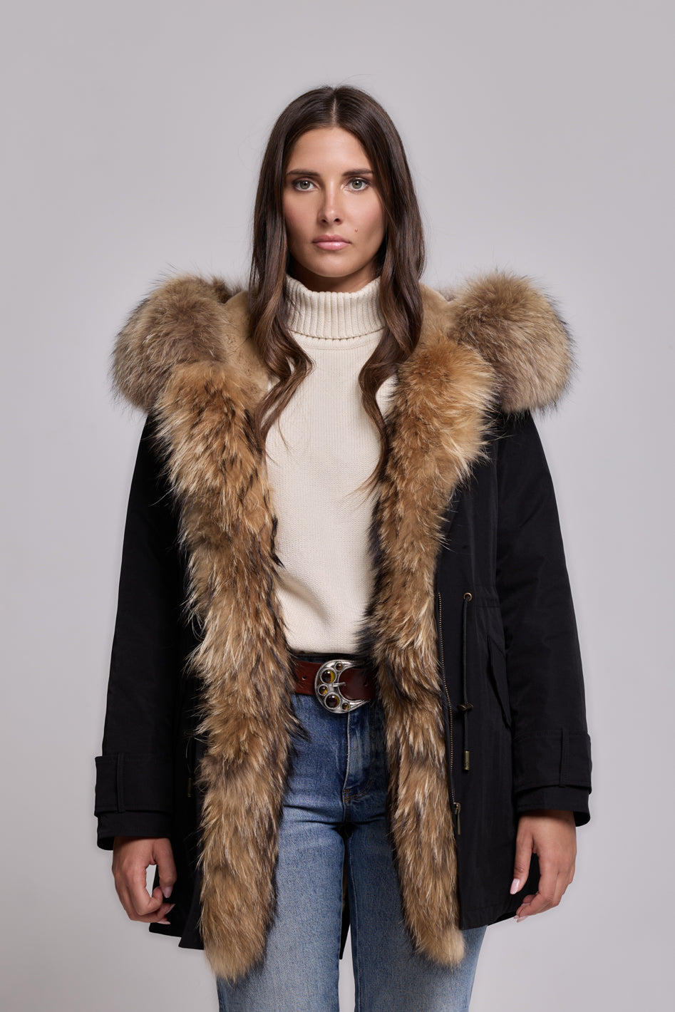 Long Raccoon waterproof technical cotton parka