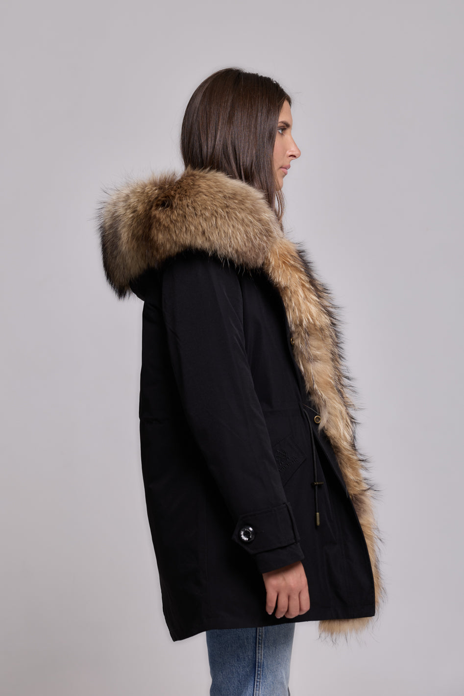 Long Raccoon waterproof technical cotton parka