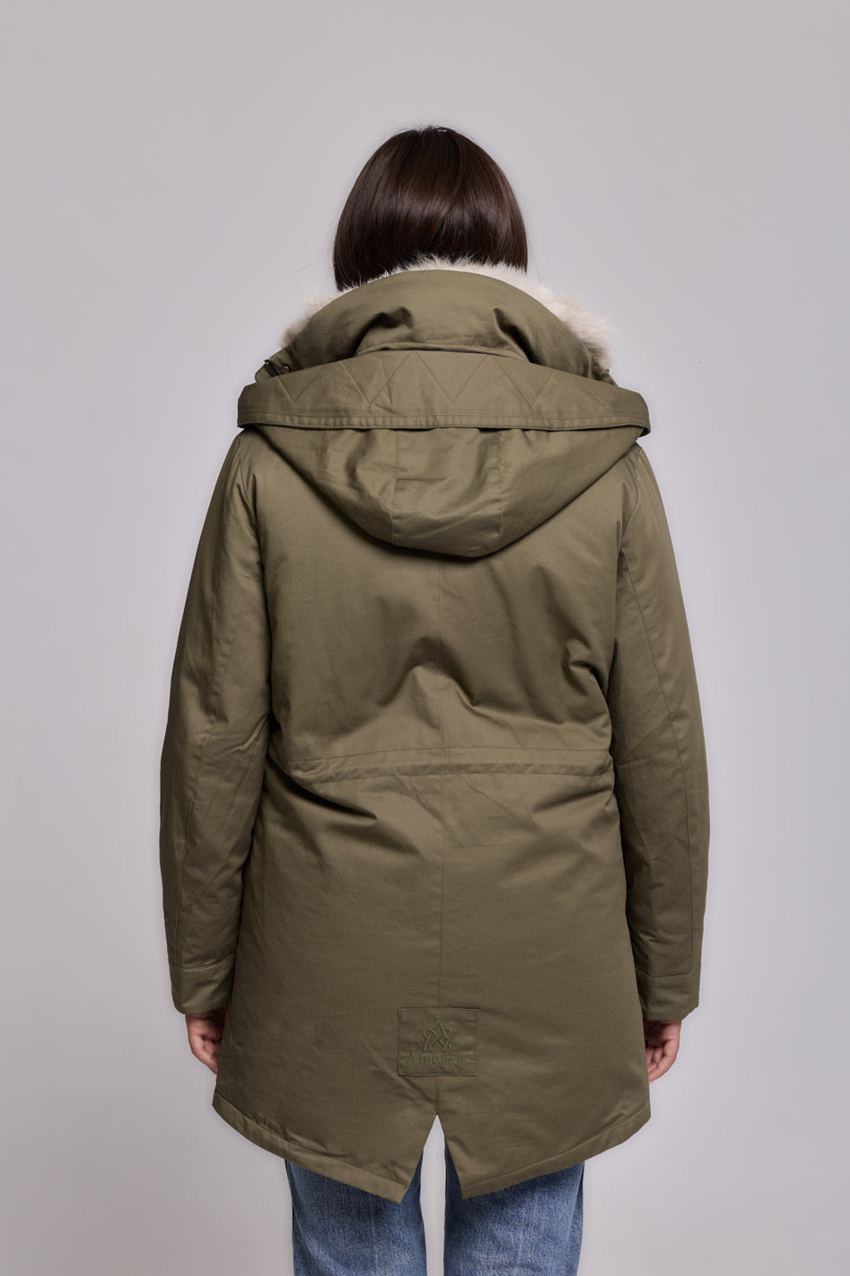 Elegant BEIGE Parka with High Collar and Removable Fur Vest