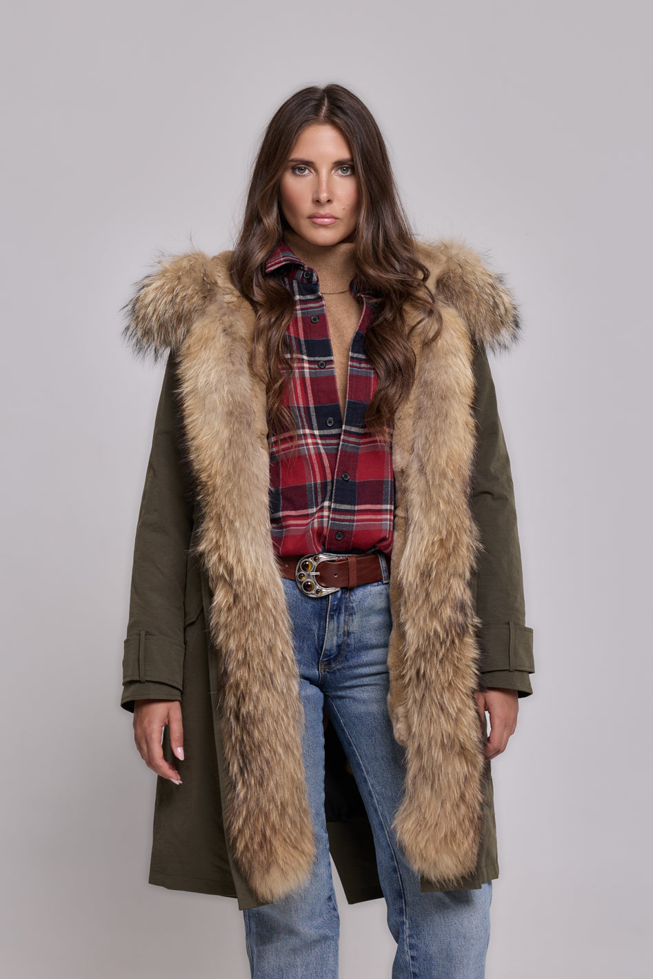 Parka in waterproof technical cotton X-Long Raccoon