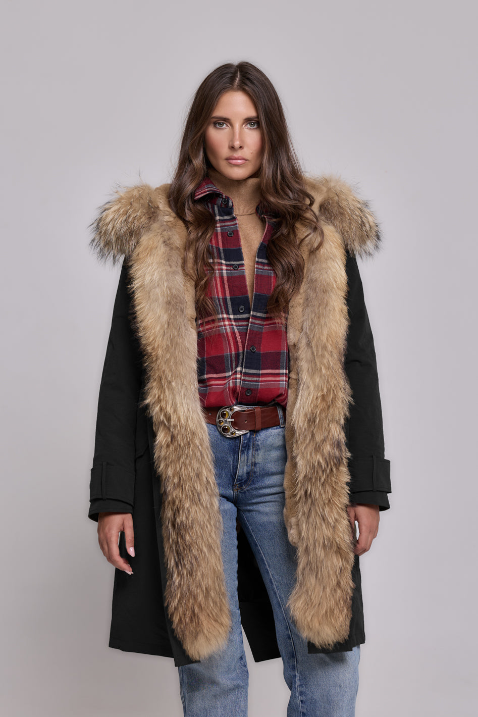 Parka in waterproof technical cotton X-Long Raccoon