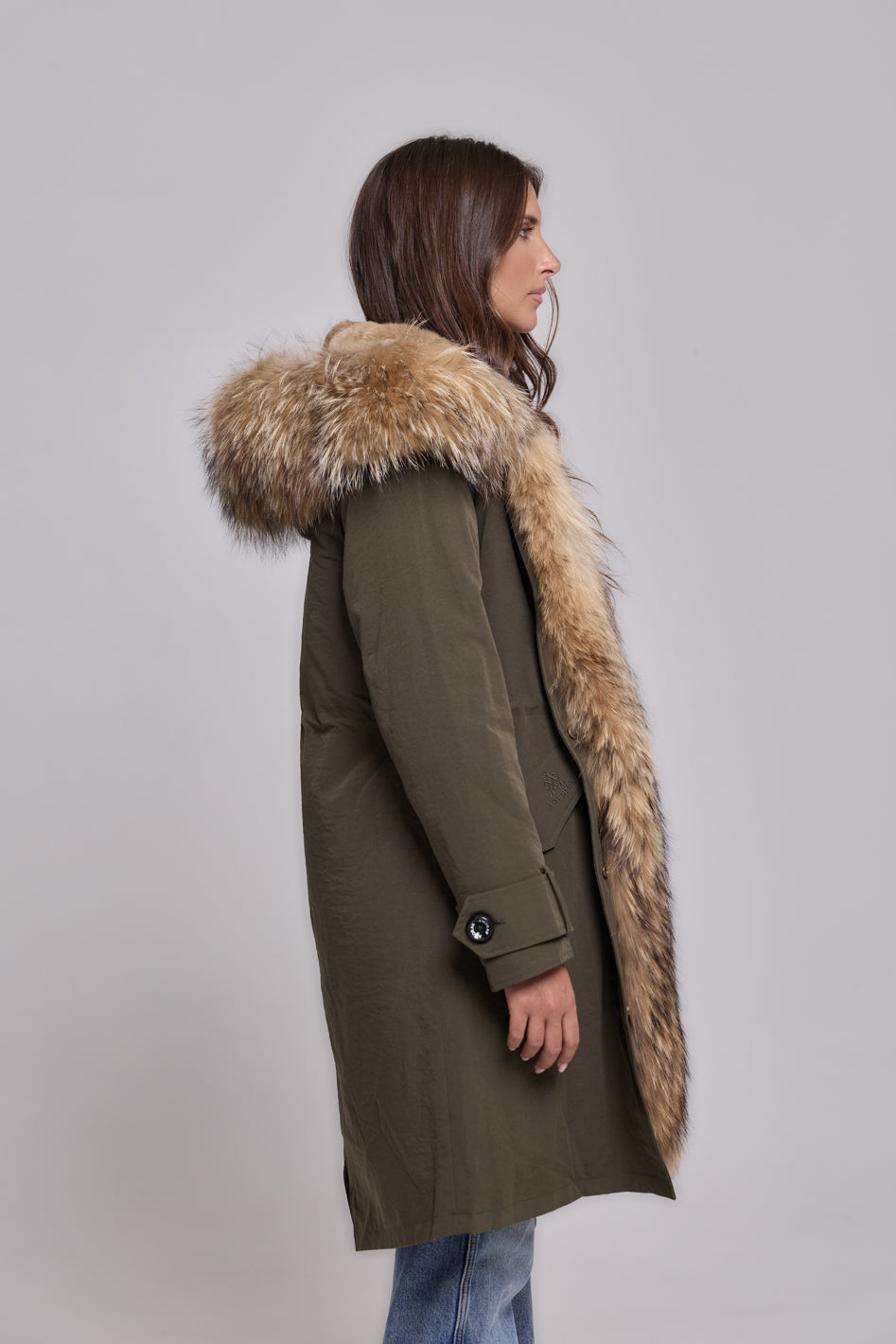 Parka in waterproof technical cotton X-Long Raccoon