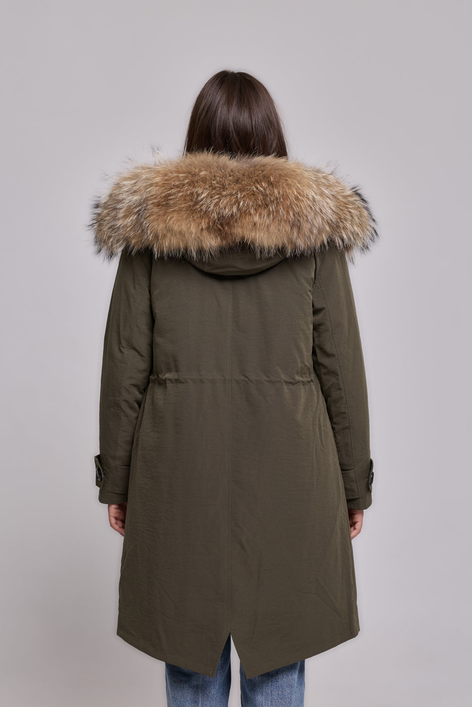 Parka in waterproof technical cotton X-Long Raccoon