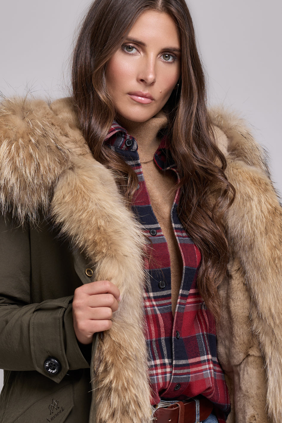Parka in waterproof technical cotton X-Long Raccoon