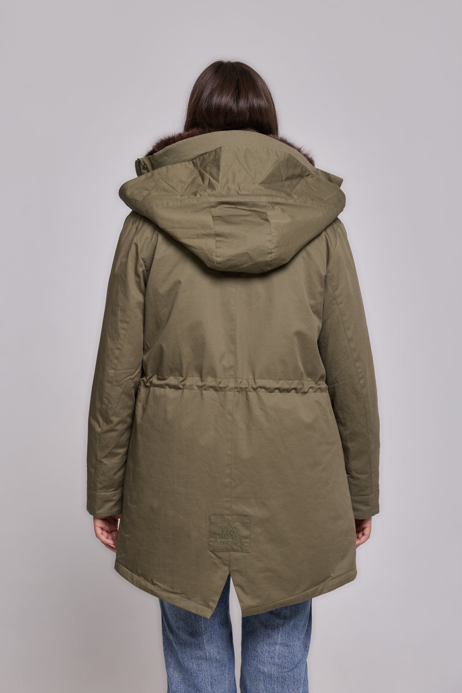 Elegant BROWN Parka with High Collar and Removable Fur Vest