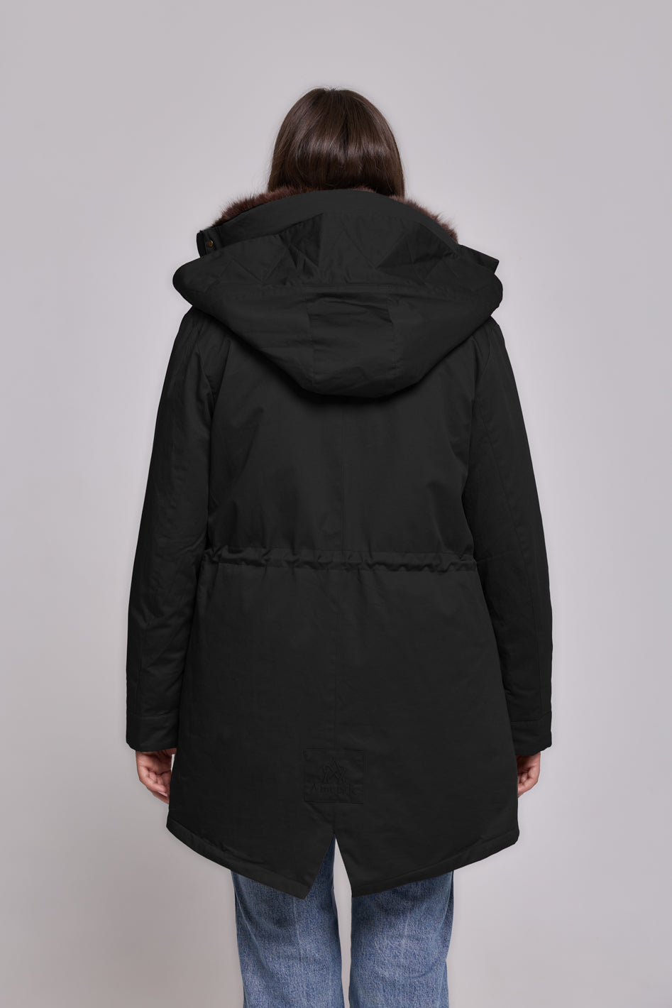 Elegant BROWN Parka with High Collar and Removable Fur Vest