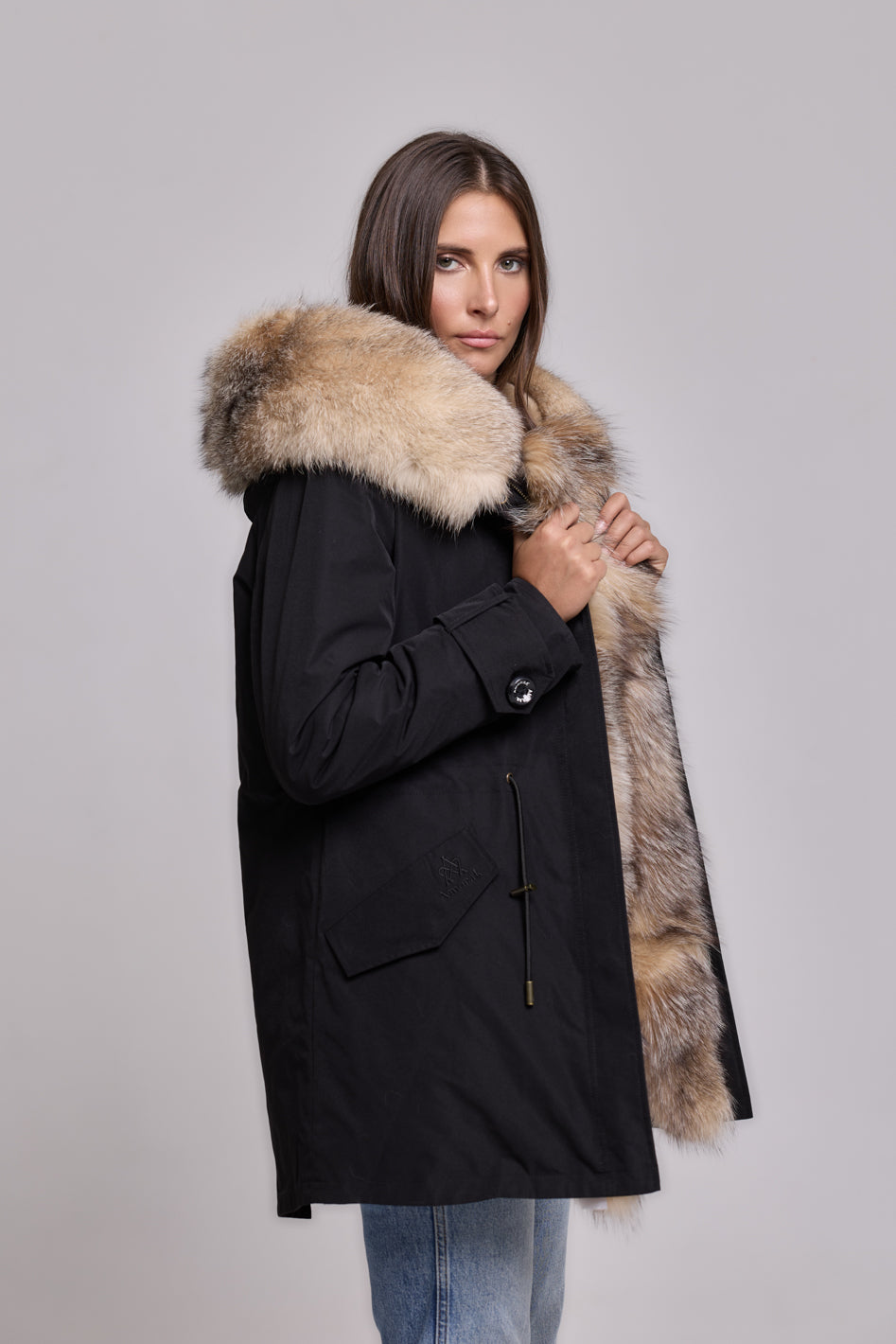 Long Cristal prestige waterproof technical cotton parka