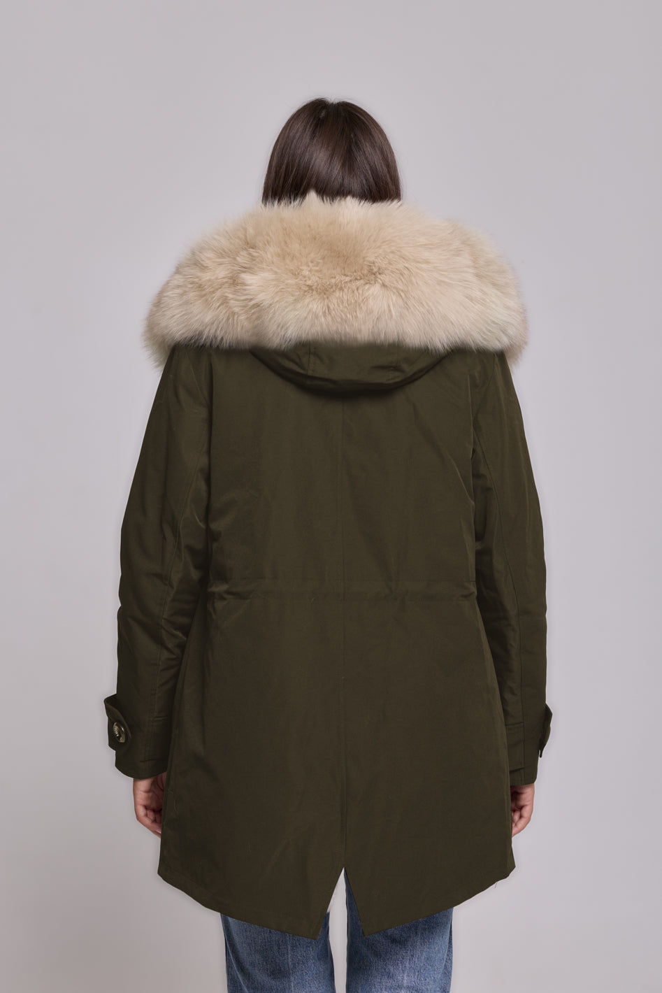 Long Beige Waterproof Technical Cotton Park