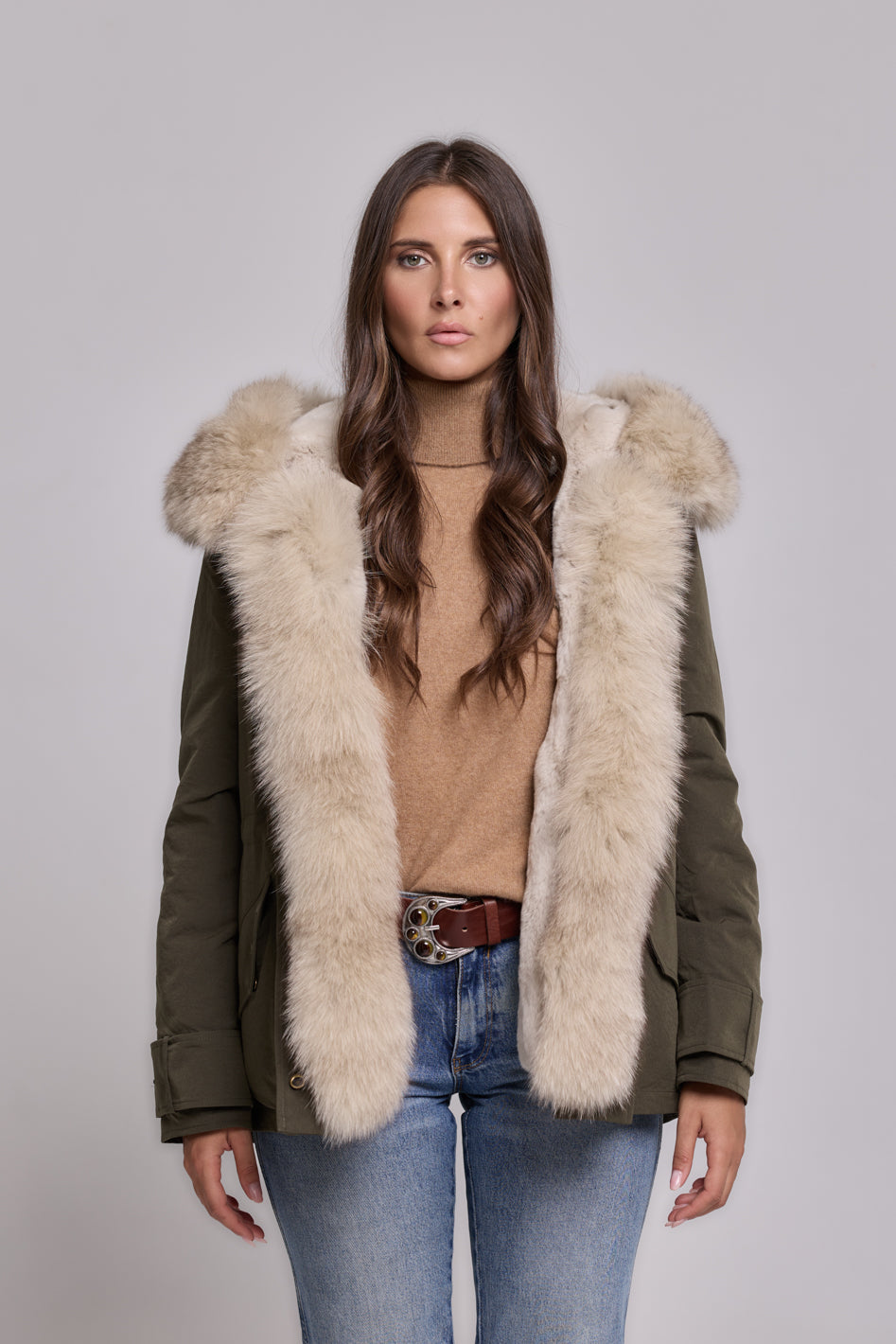 Parka in Cotton Waterproof Short Beige