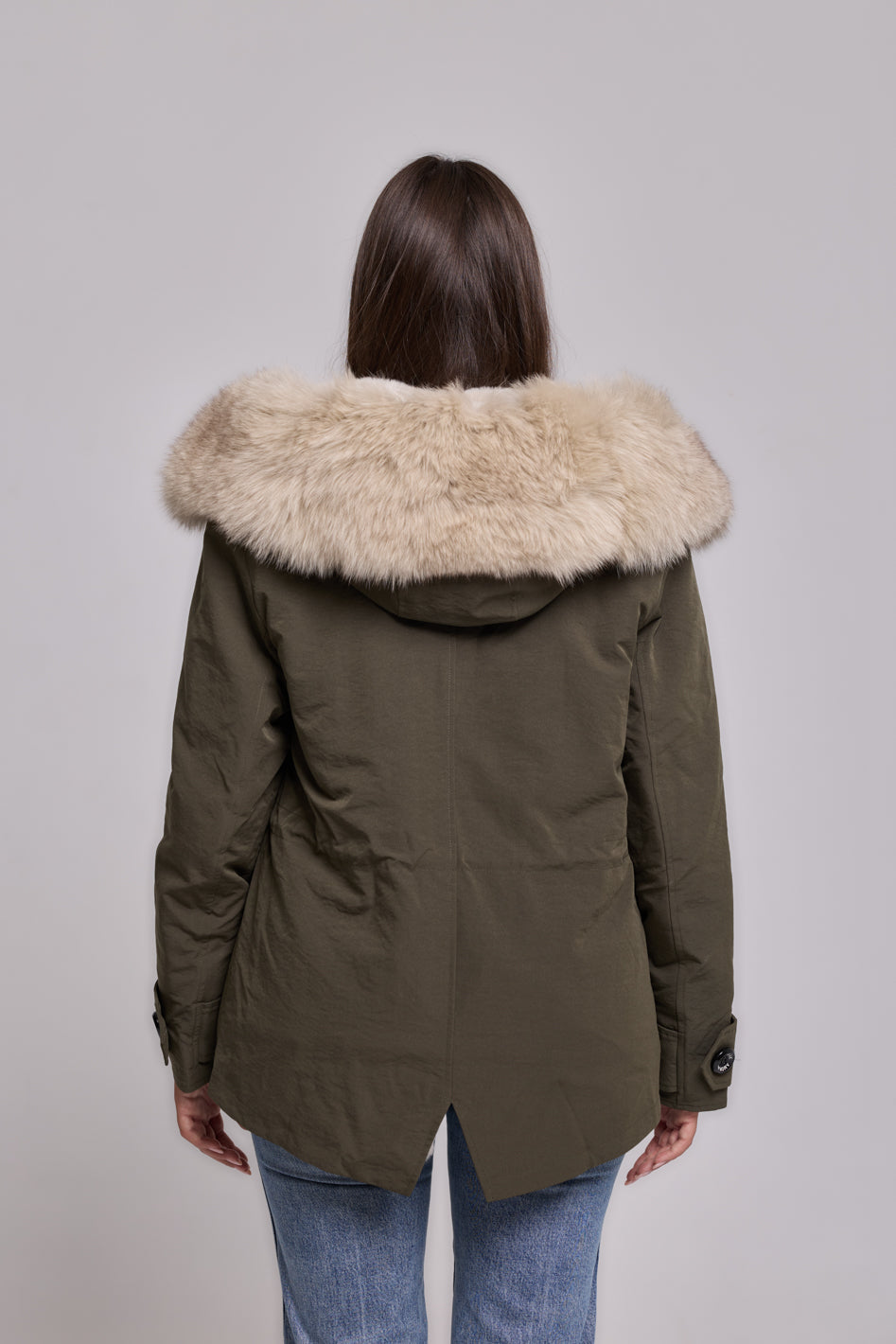 Parka in Cotton Waterproof Short Beige