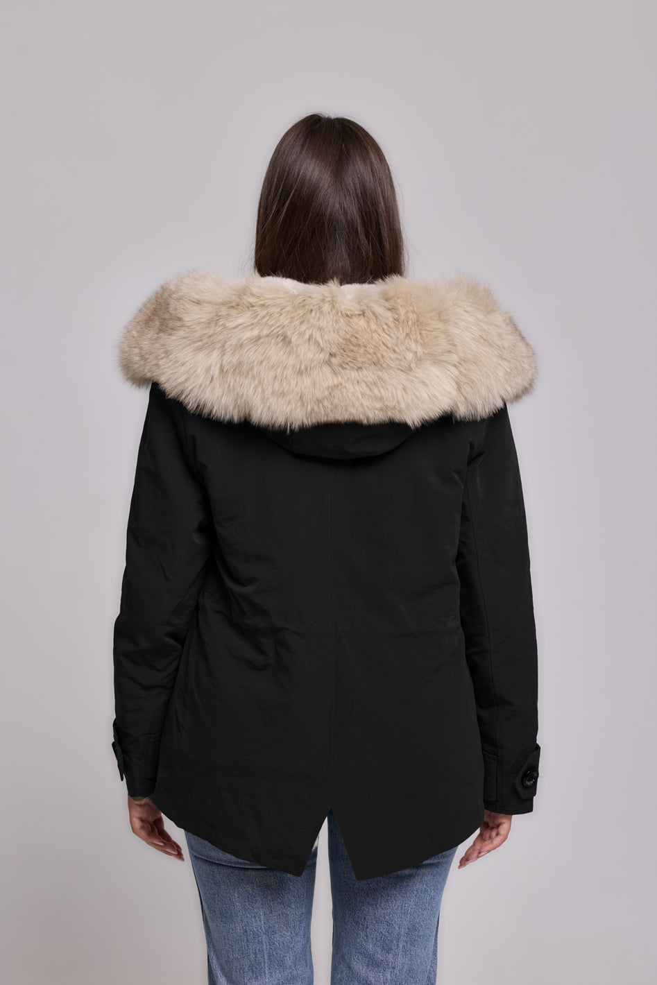 Parka in Cotton Waterproof Short Beige