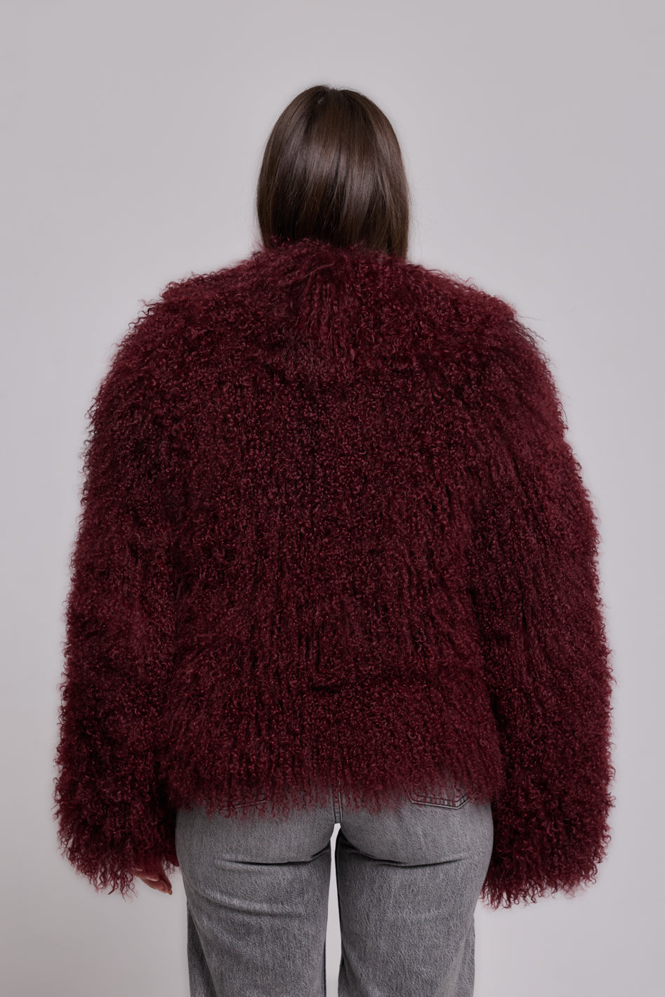 Manteau shearling Mongolie bordeaux