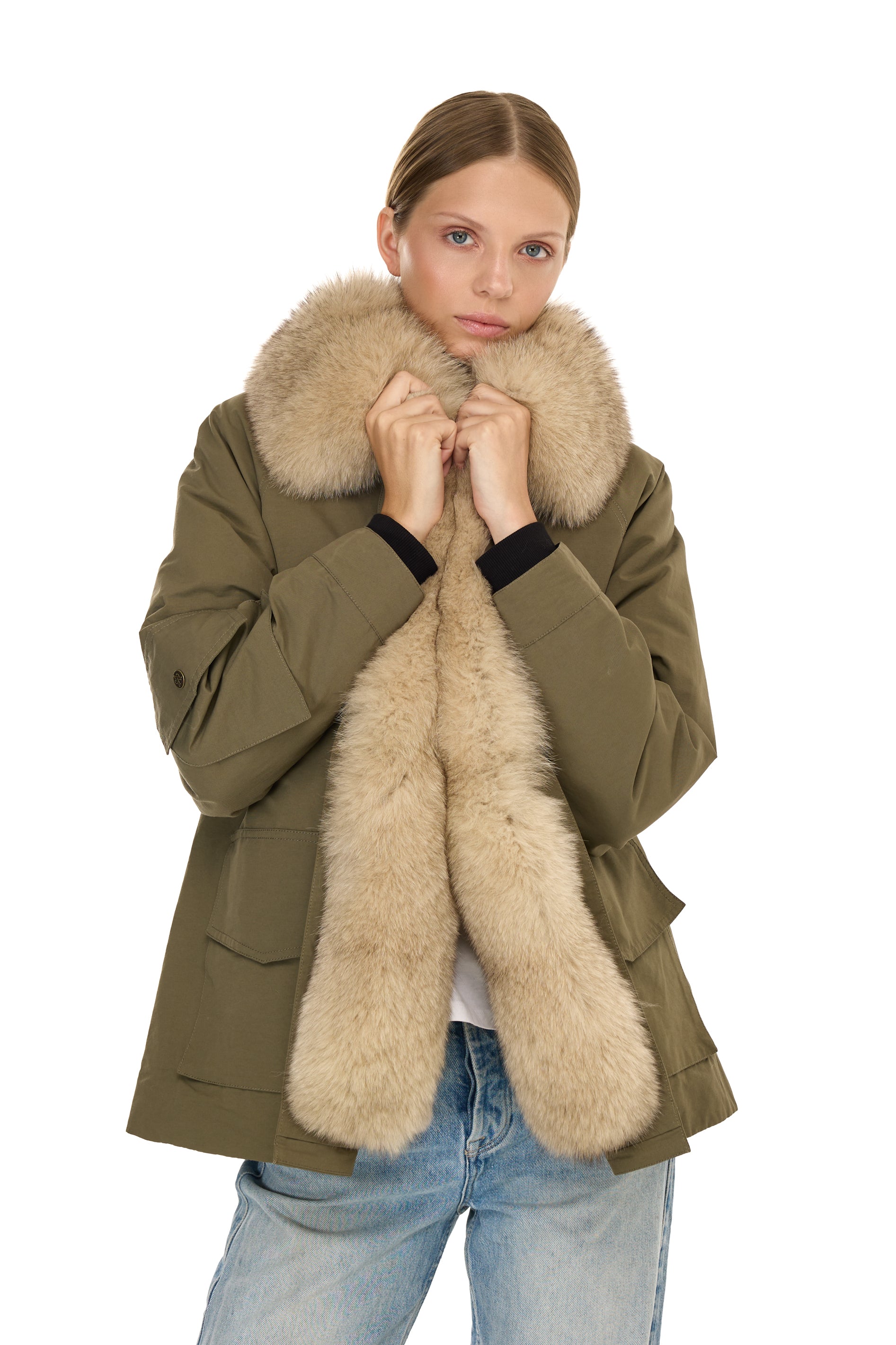 Parka ARMY BEIGE aus wasserdichter Baumwollmischung