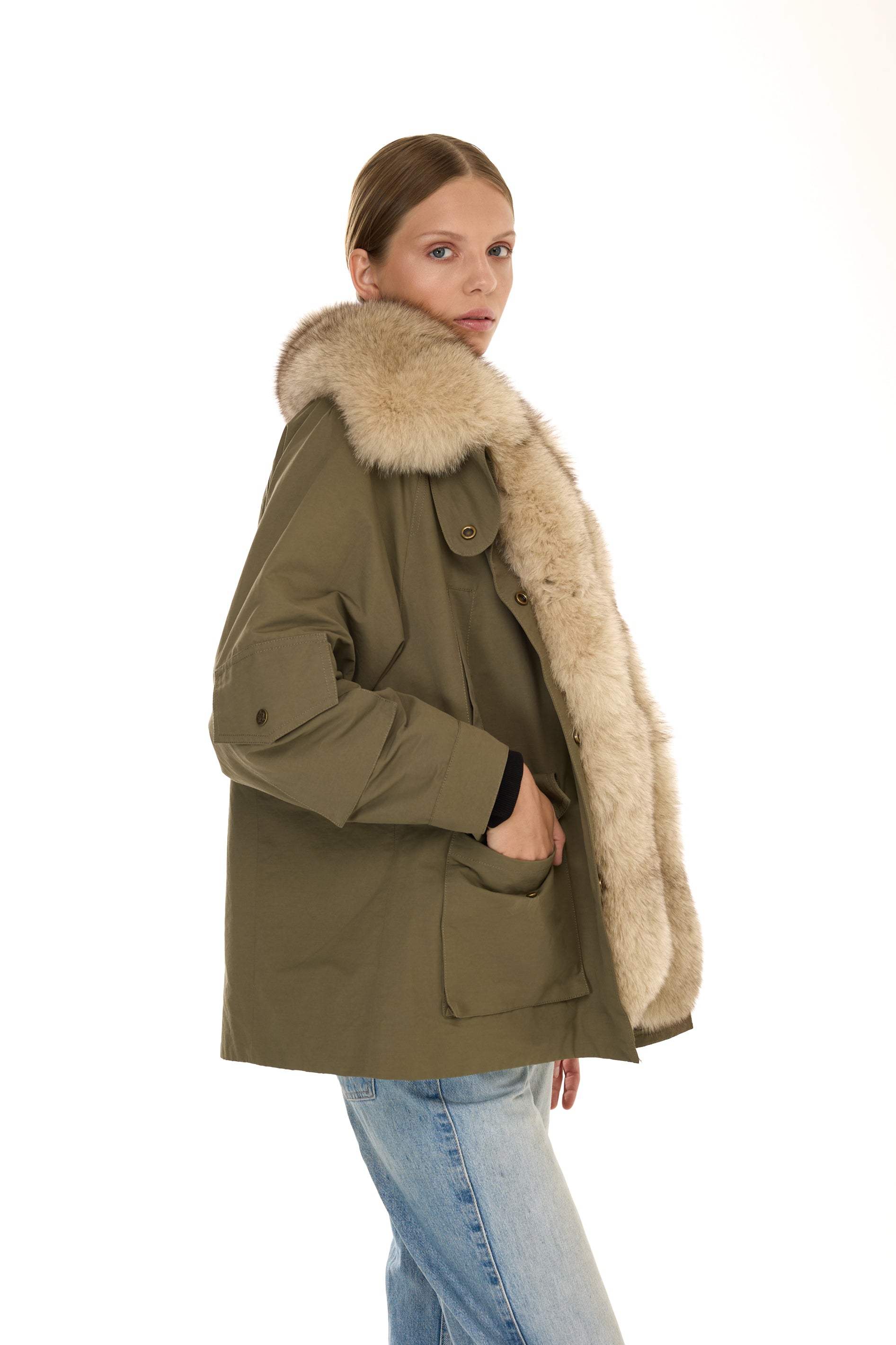 Parka ARMY BEIGE in Waterproof Cotton Blend