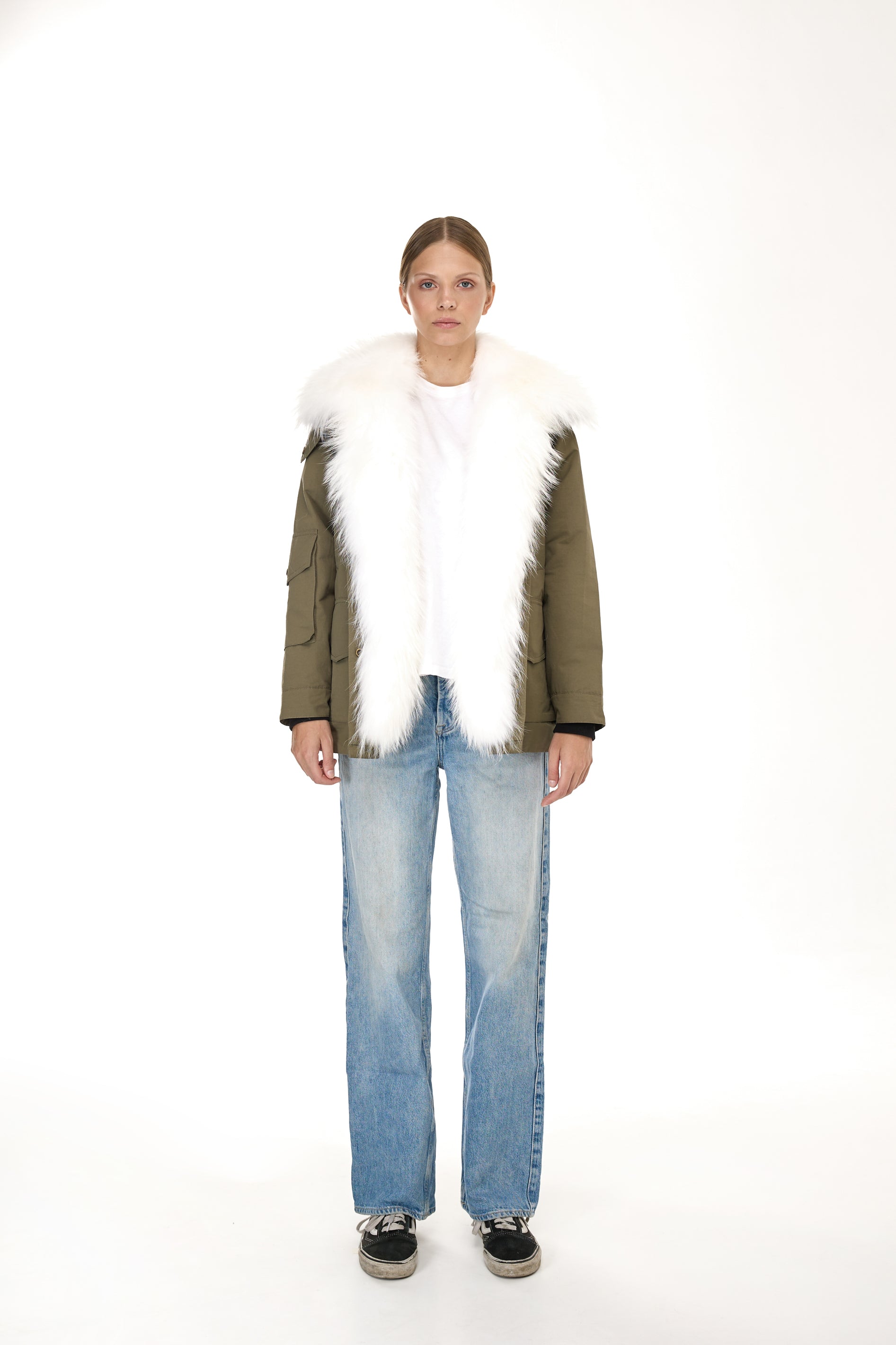 Parka ARMY WHITE in Waterproof Cotton Blend