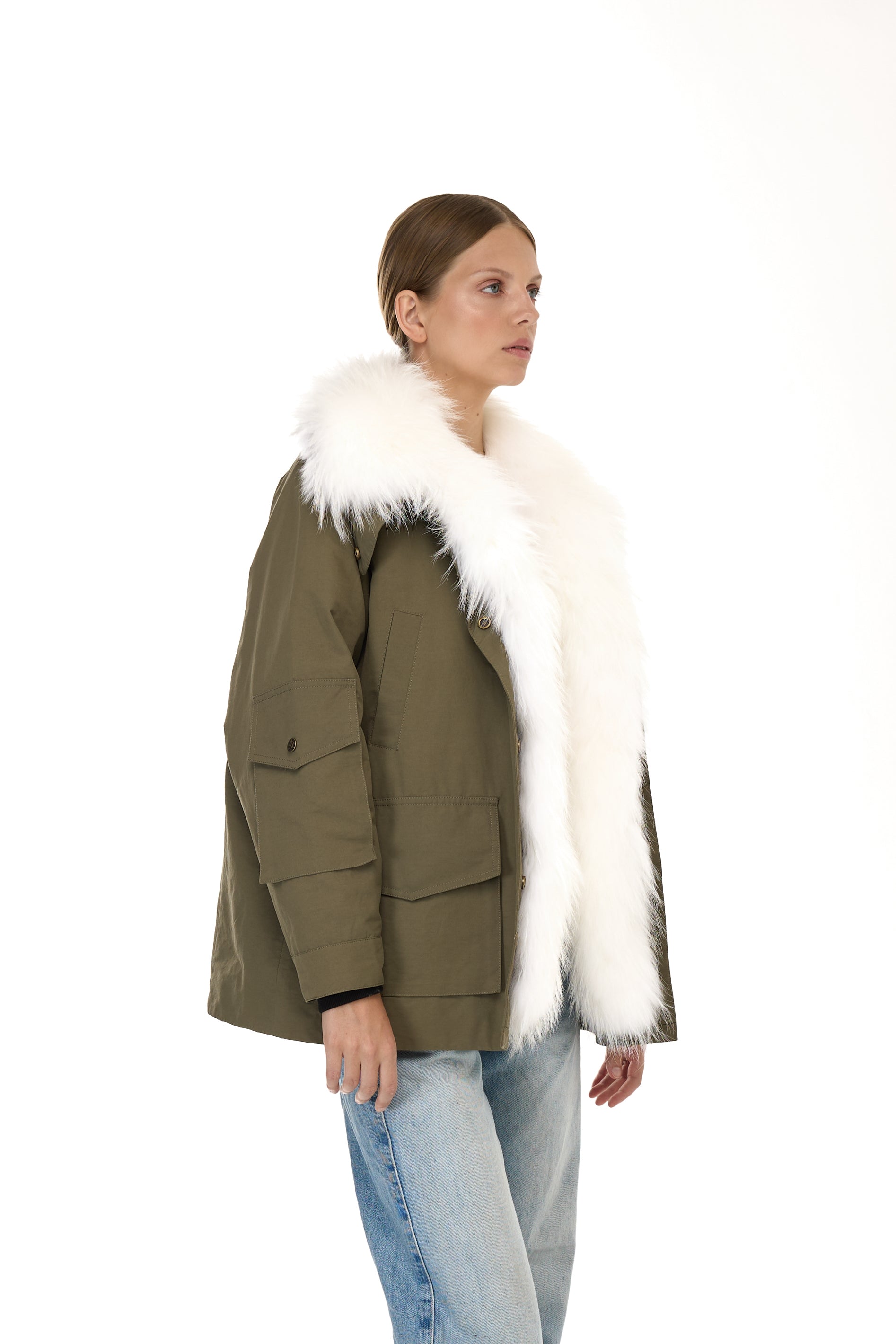 Parka ARMY WHITE in Waterproof Cotton Blend