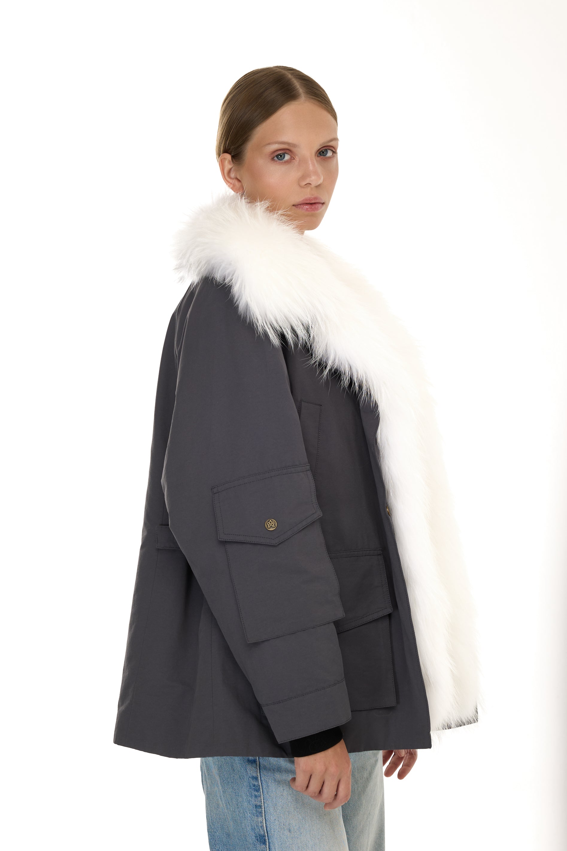 Parka ARMY WHITE aus wasserdichter Baumwollmischung