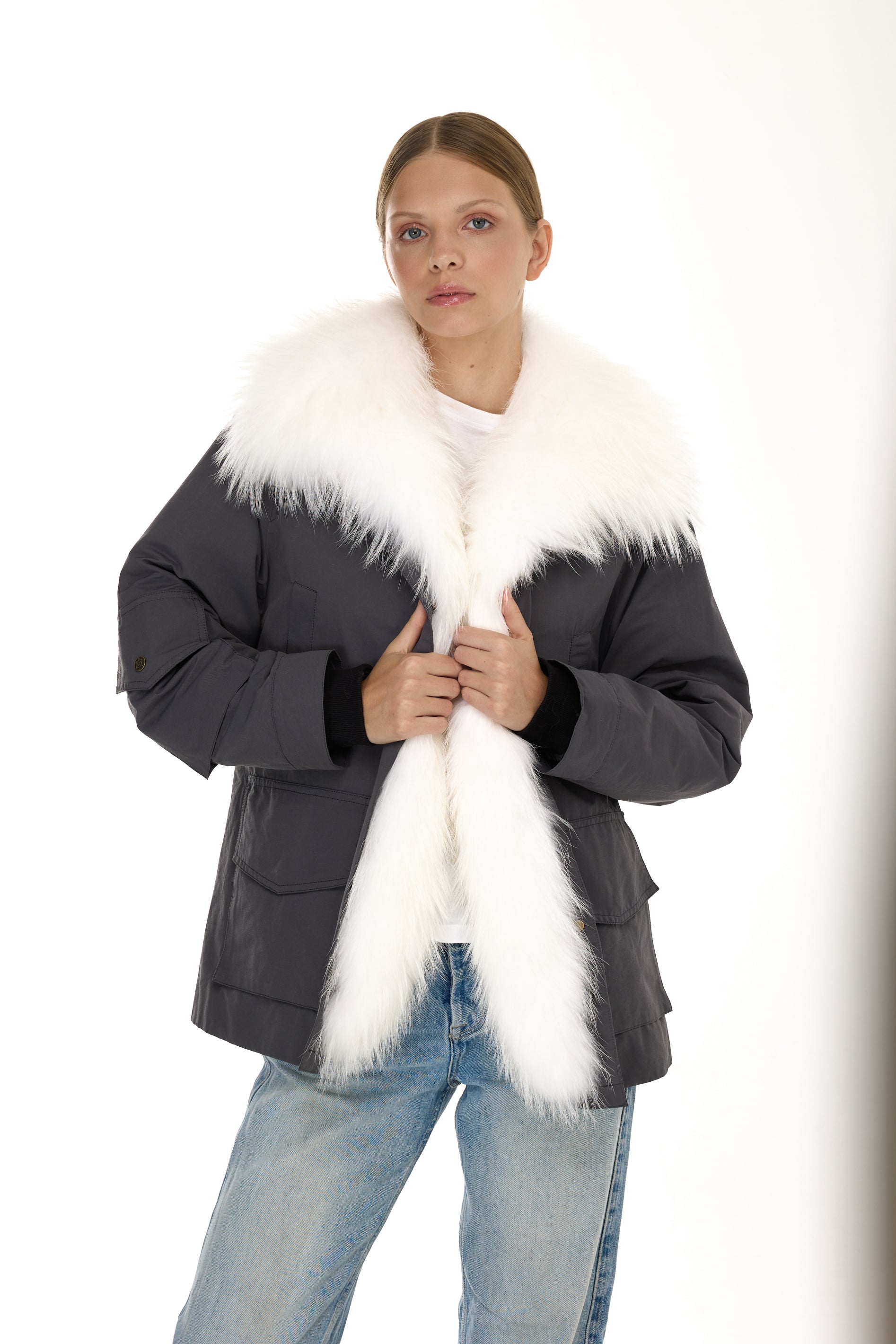 Parka ARMY WHITE aus wasserdichter Baumwollmischung