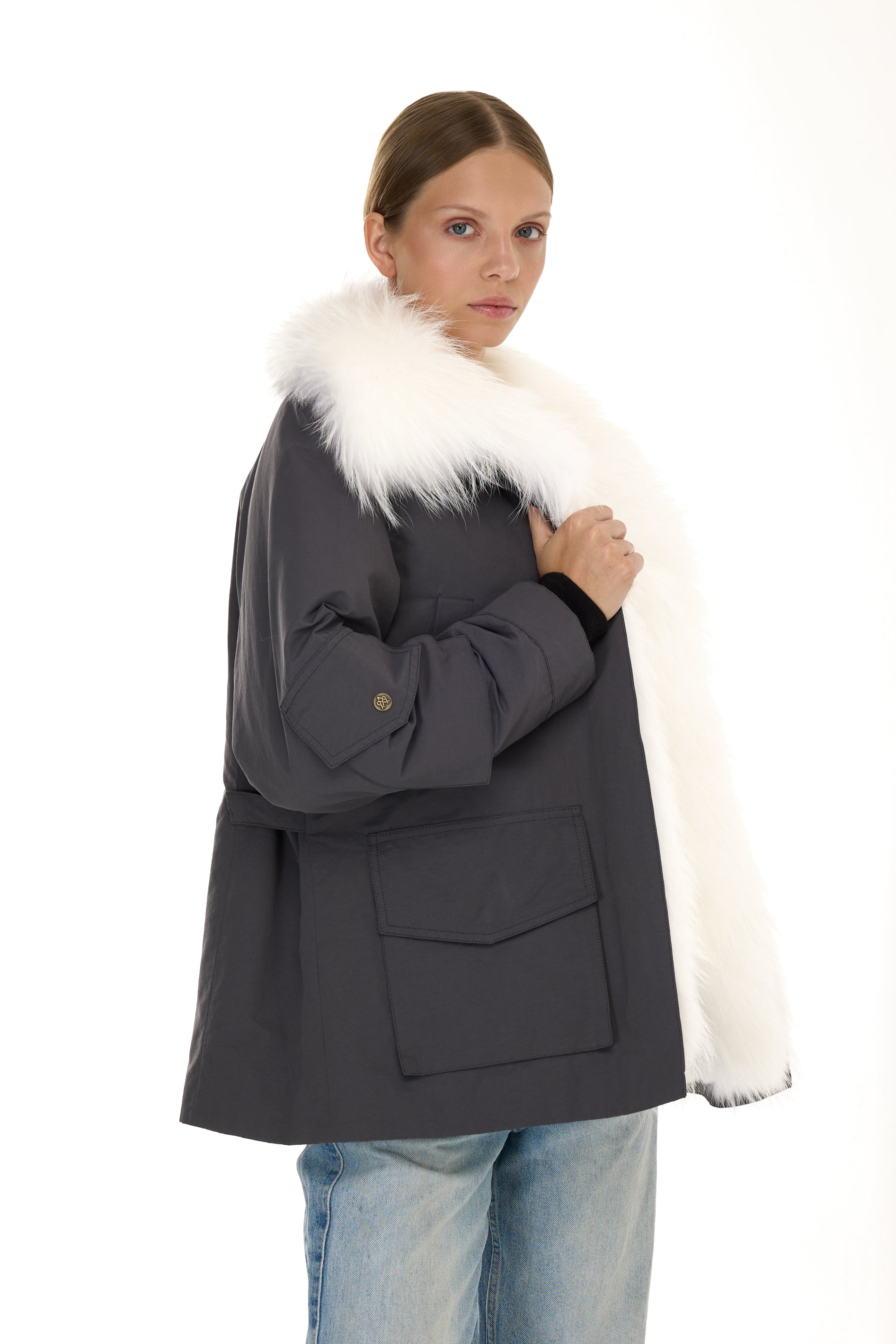 Parka ARMY WHITE in Waterproof Cotton Blend