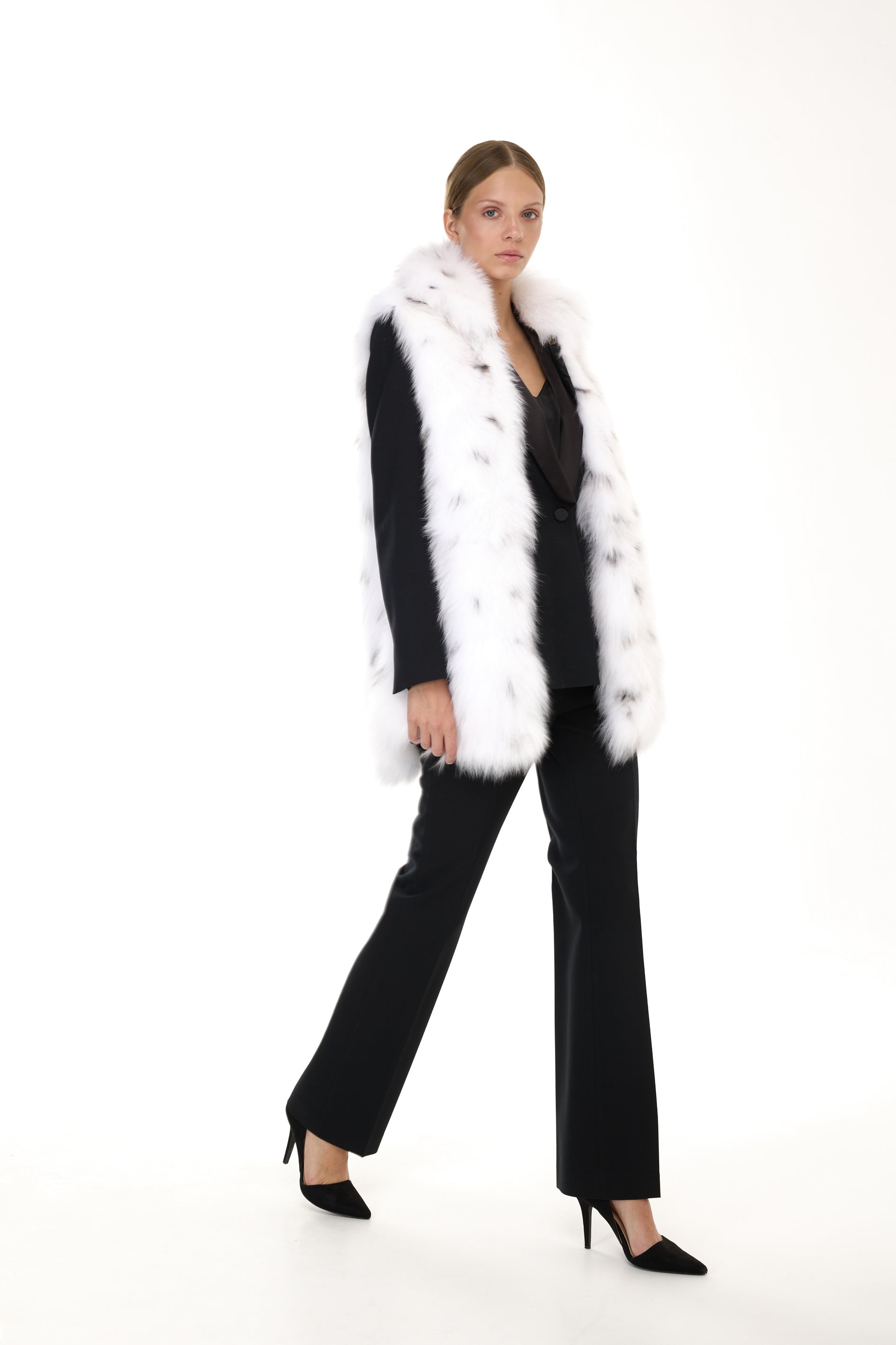 Elegant FOX LINX Parka with High Collar and Removable Fur Vest