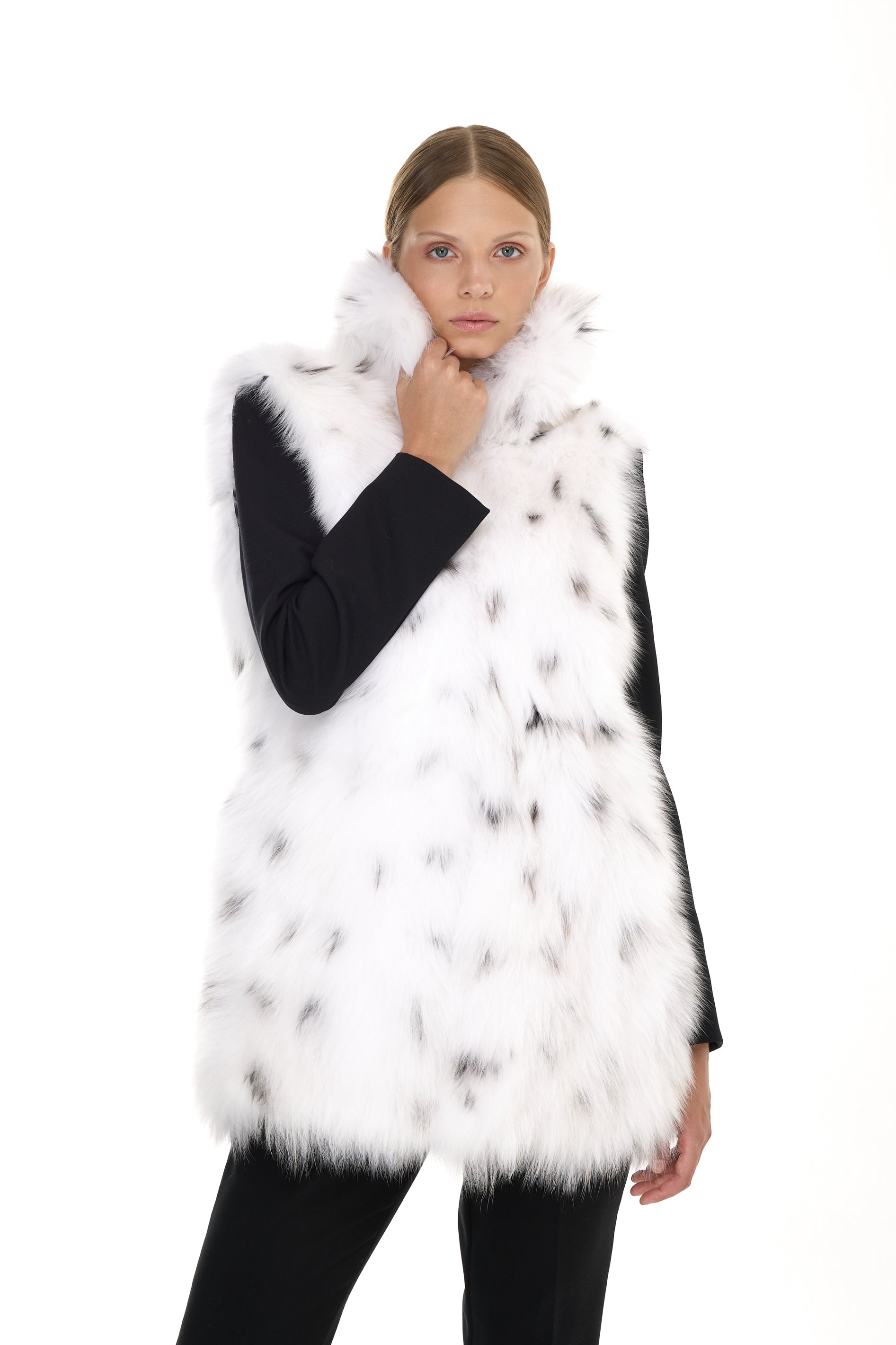 FOX LINX Elegant X-Long Parka with High Collar and Removable Fur Vest