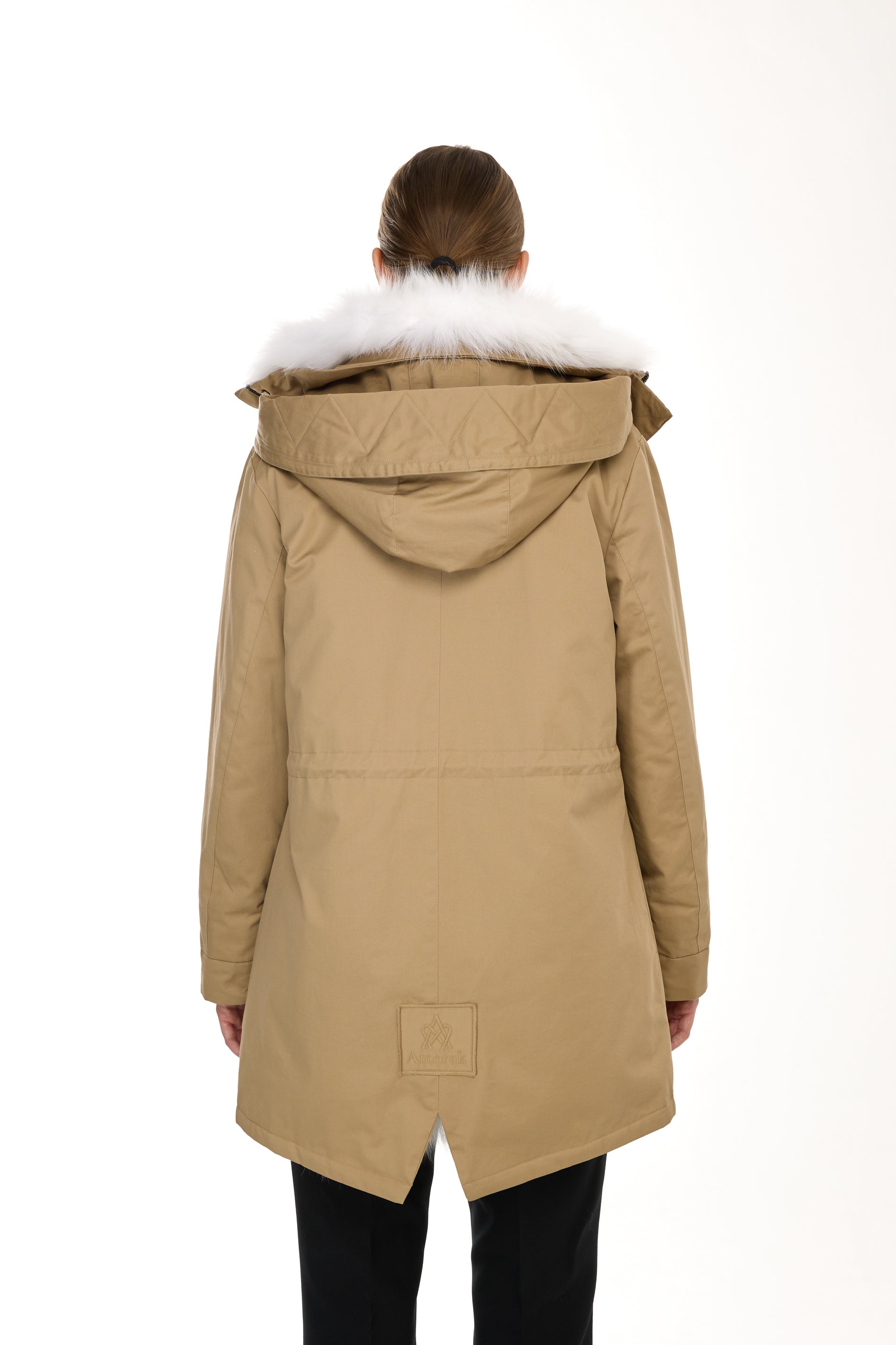 Elegant WHITE Parka with High Collar and Removable Fur Vest
