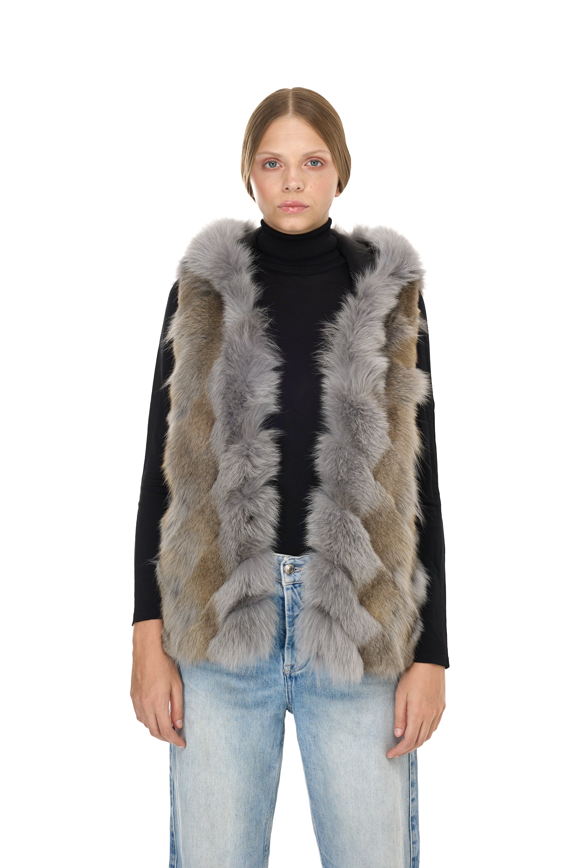 Parka long Urban GREY in Misto Cotone Impermeabile con Gilet in Coyote