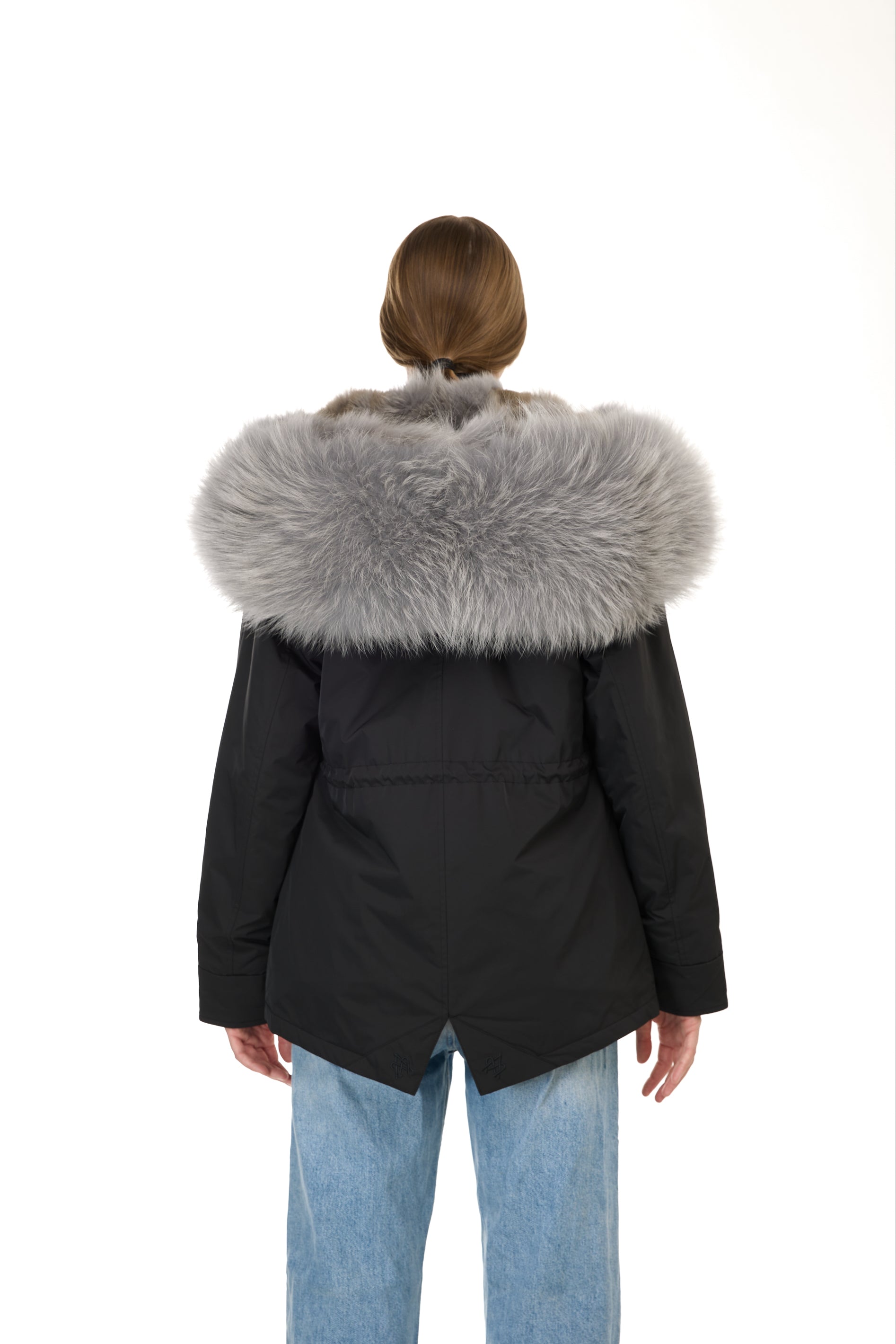 Urban GRAY short parka in waterproof cotton blend with coyote vest