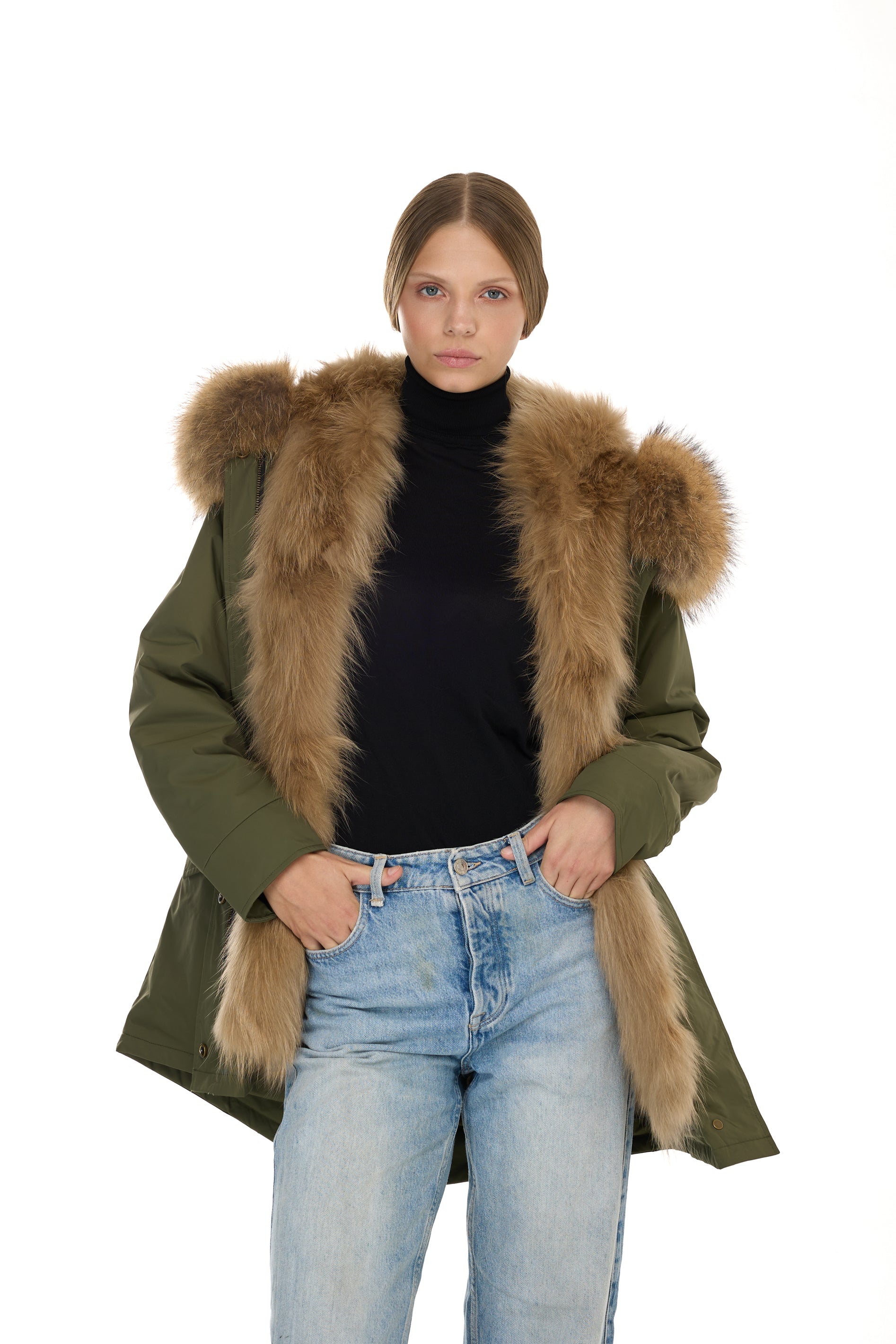 Urban RACCOON long parka in waterproof cotton blend with vest