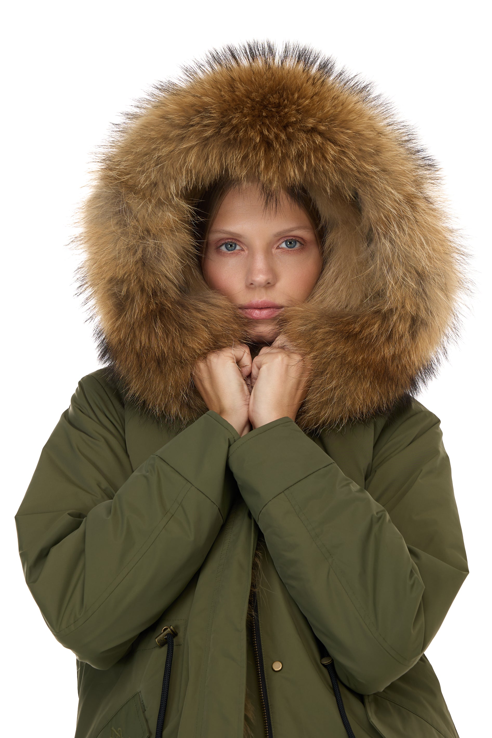 Urban RACCOON langer Parka aus wasserdichter Baumwollmischung mit Weste