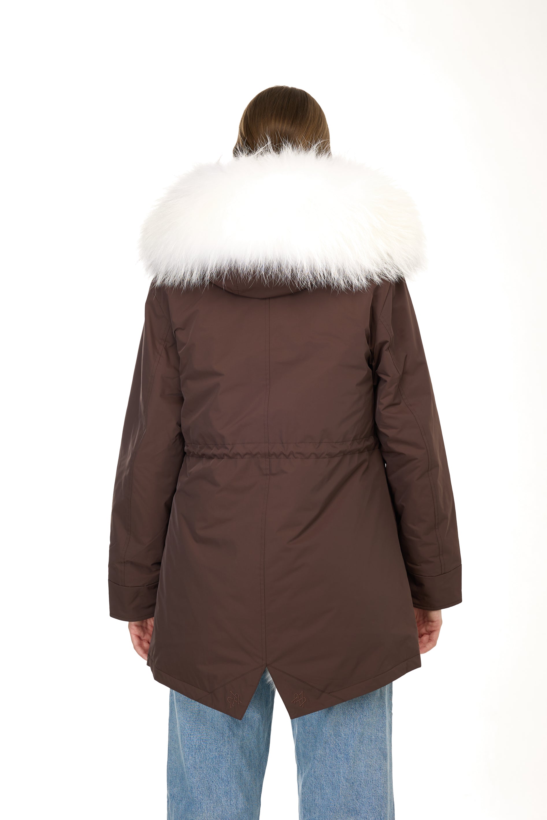 Parka long Urban WHITE in Misto Cotone Impermeabile con Gilet in Coyote