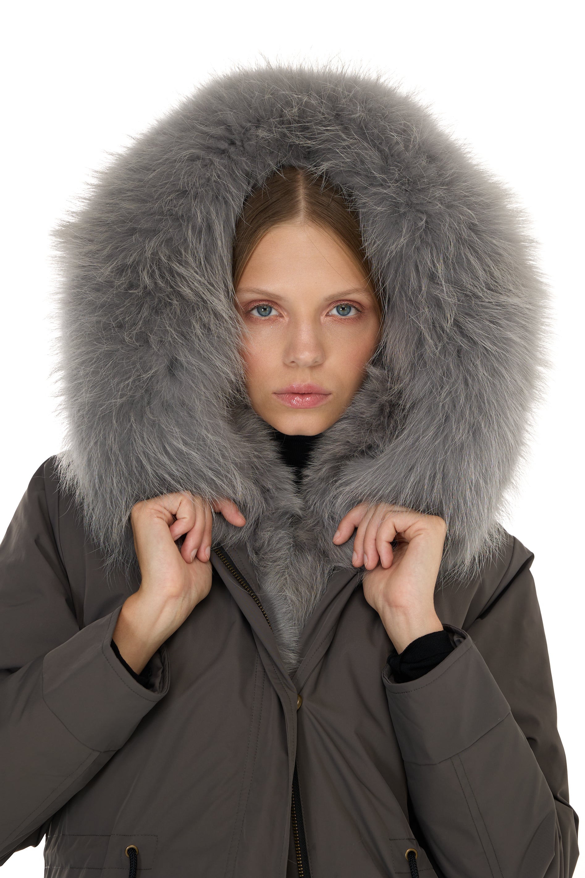 Parka long Urban GREY in Misto Cotone Impermeabile con Gilet in Coyote