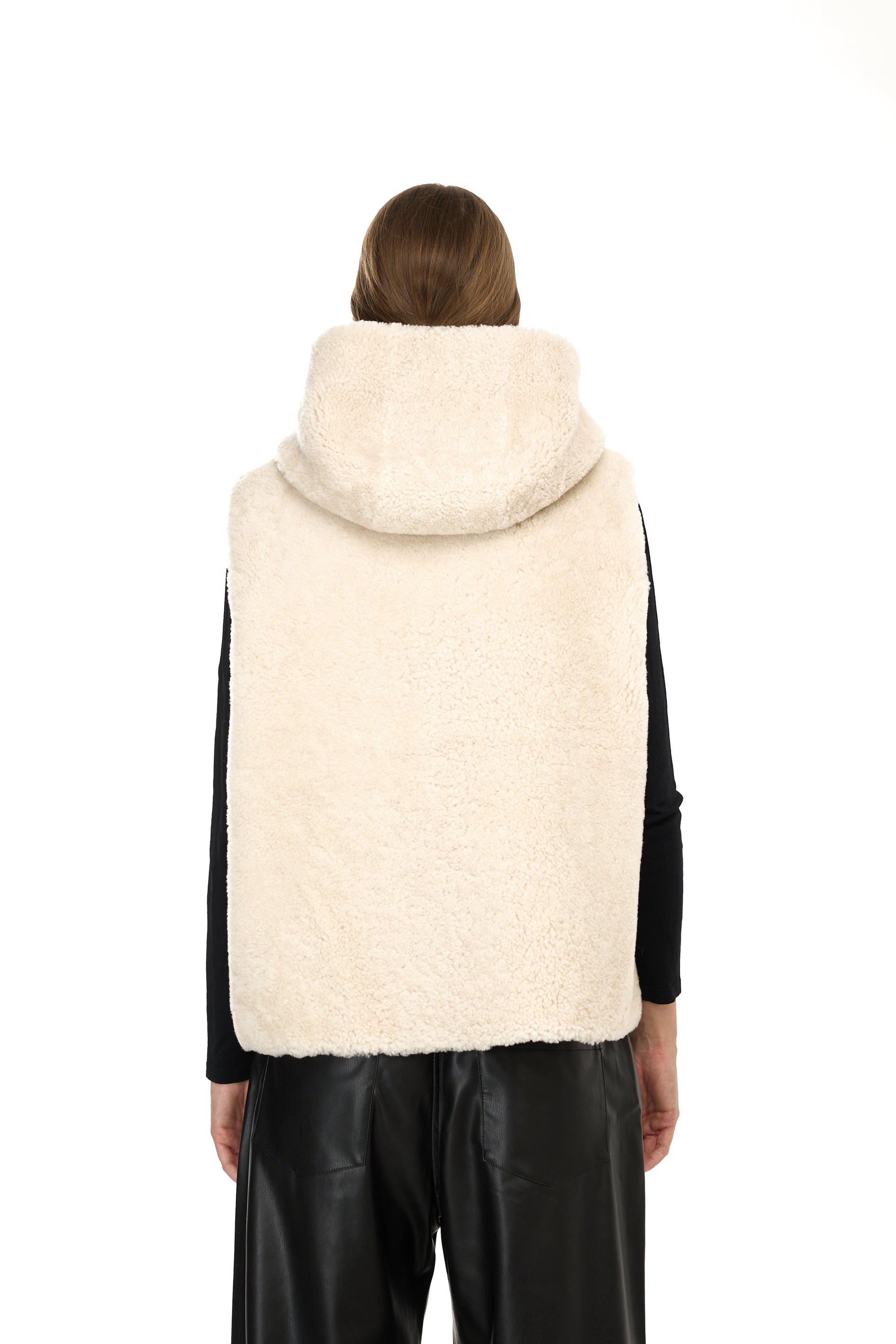 Lamb Ivory hooded vest