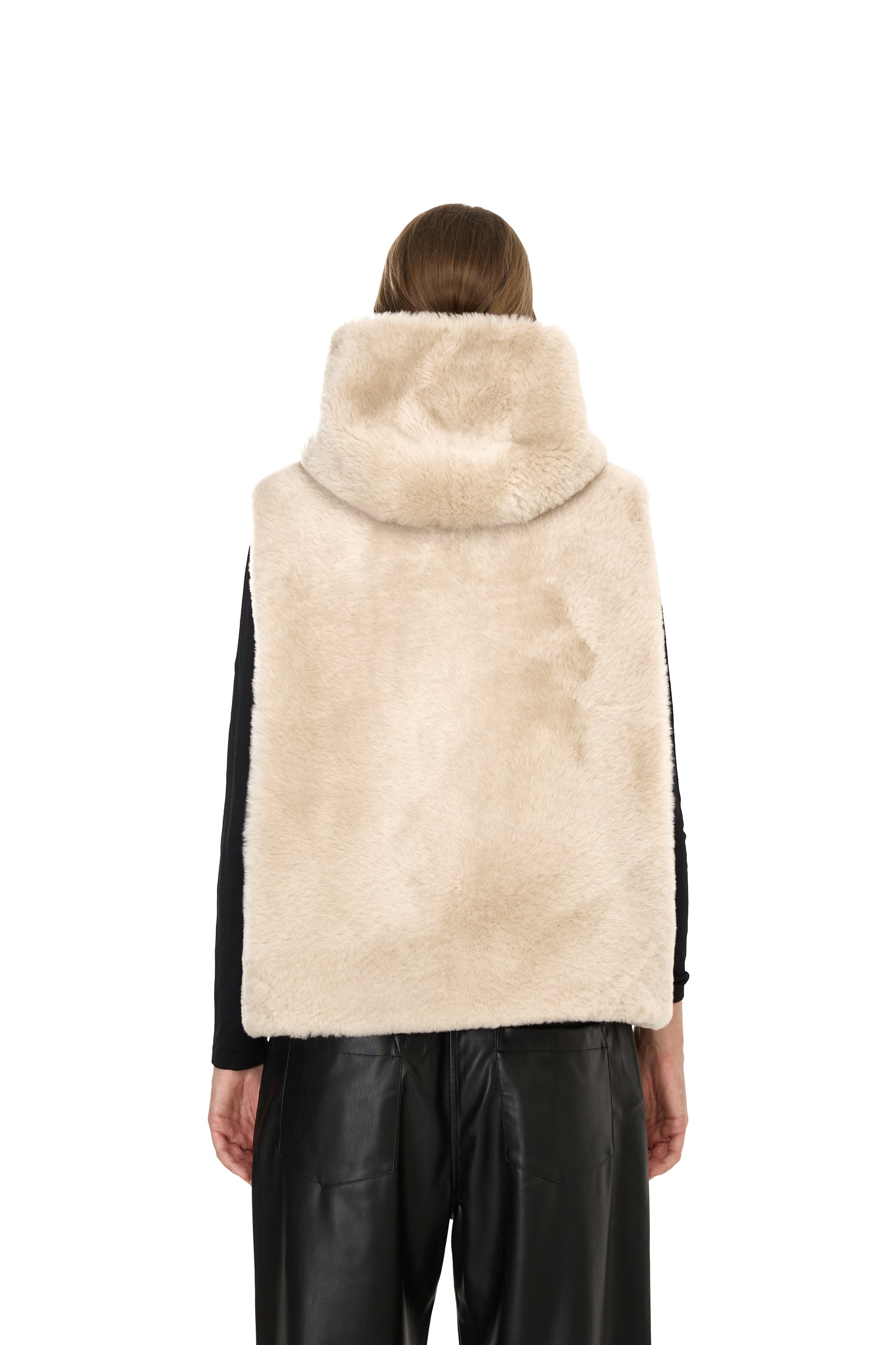 Lambe Beige Merino hooded vest